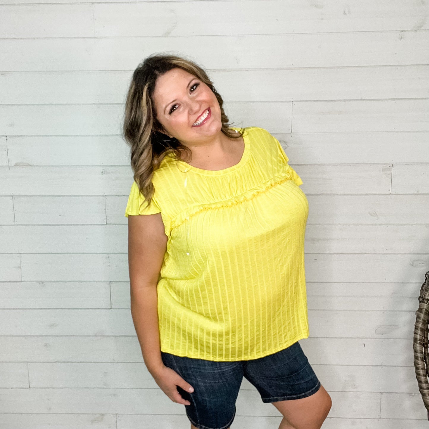"Harris" Ruffle Cap Sleeve Ribbed Top