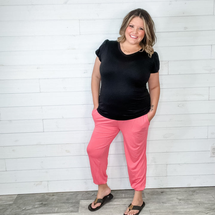 High Waisted Smocked Lounge Joggers (Multiple Colors)