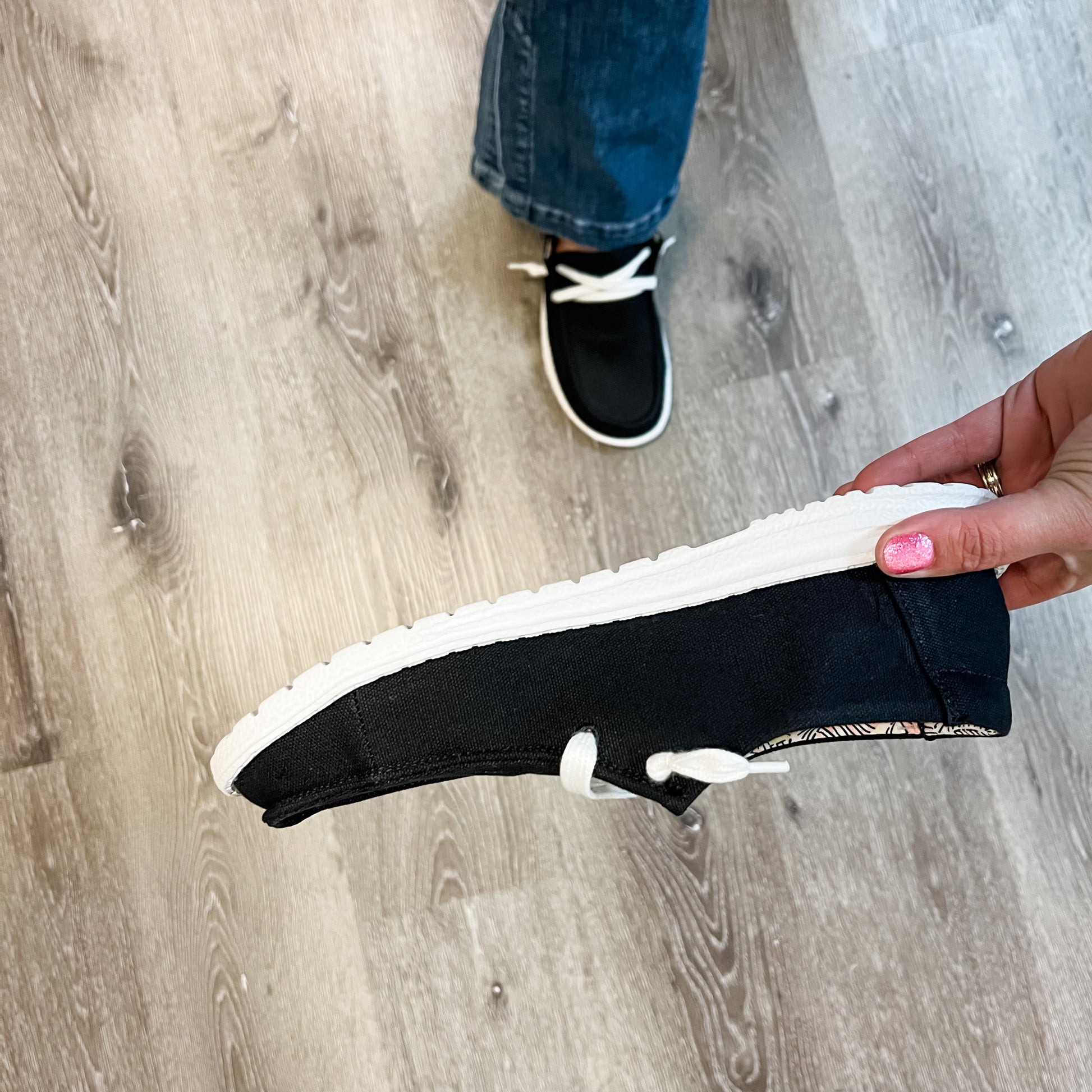 Holly By Very G Soft As Clouds Slip On (Black with White Laces)