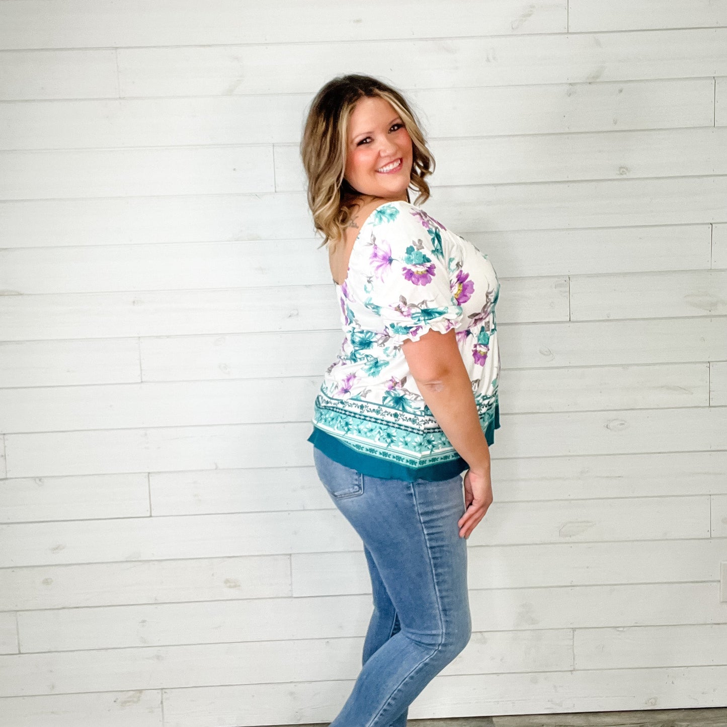 "Honey Girl" Floral Bubble Sleeve Babydoll