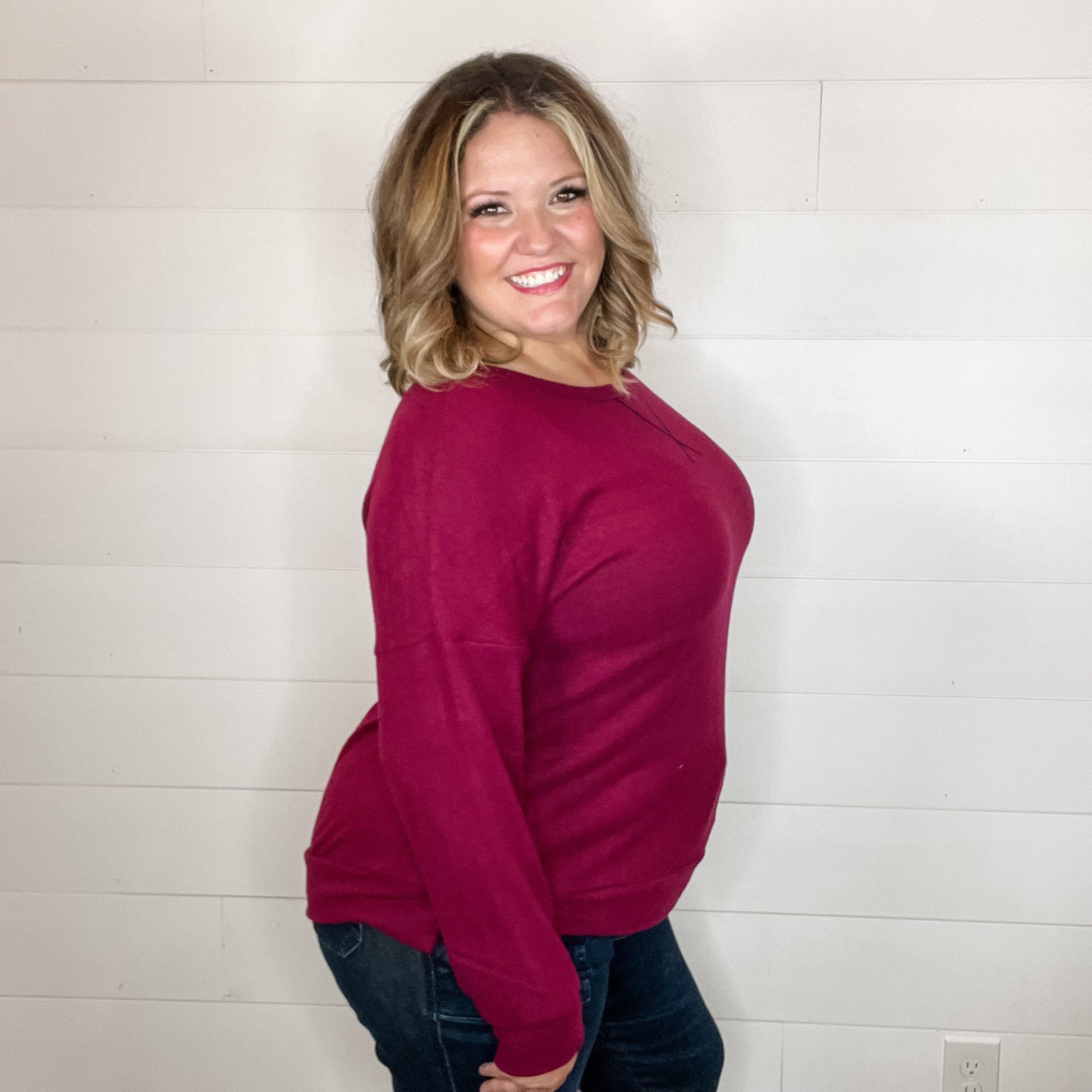 "Hopeful" Long Sleeve Weekender (Wine)