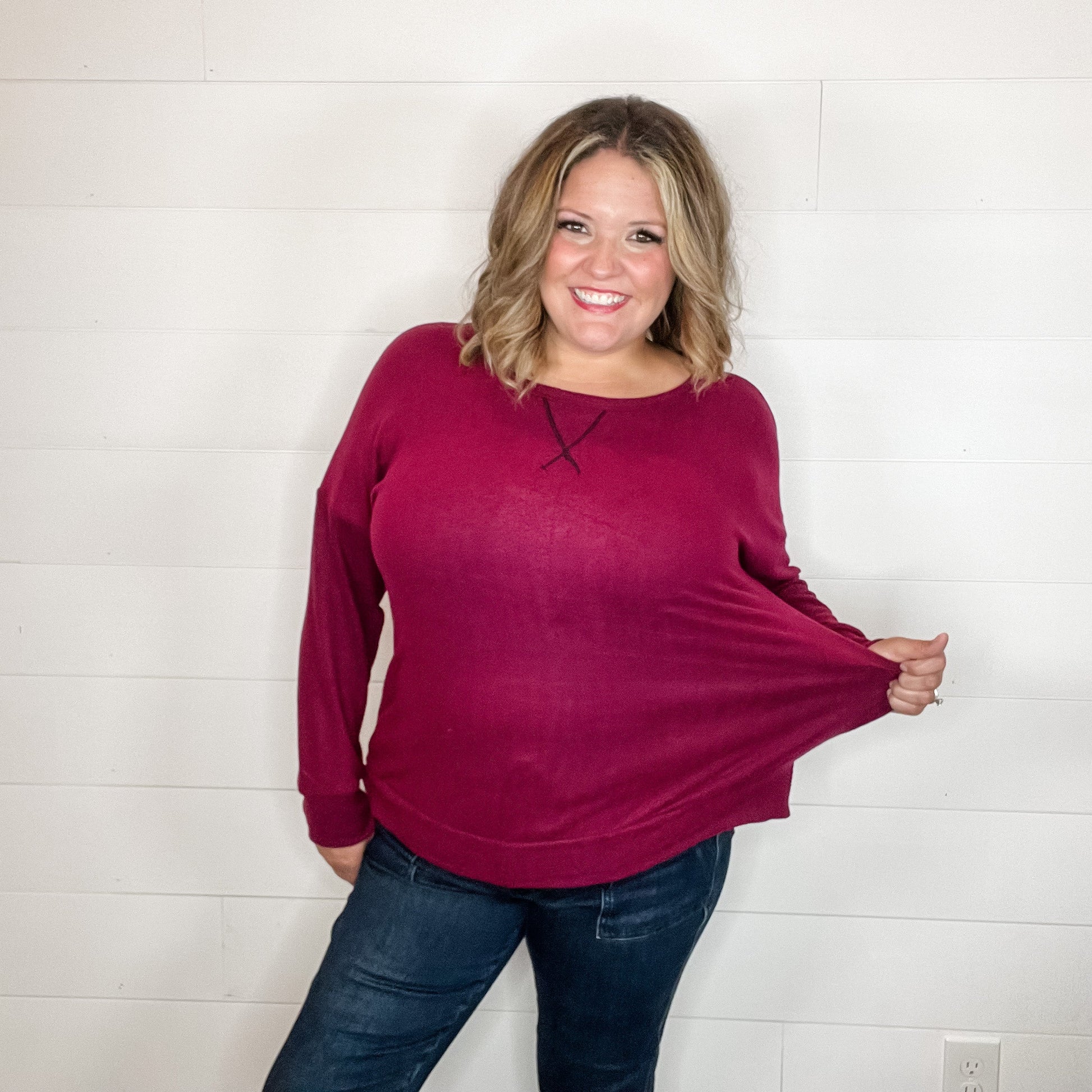 "Hopeful" Long Sleeve Weekender (Wine)