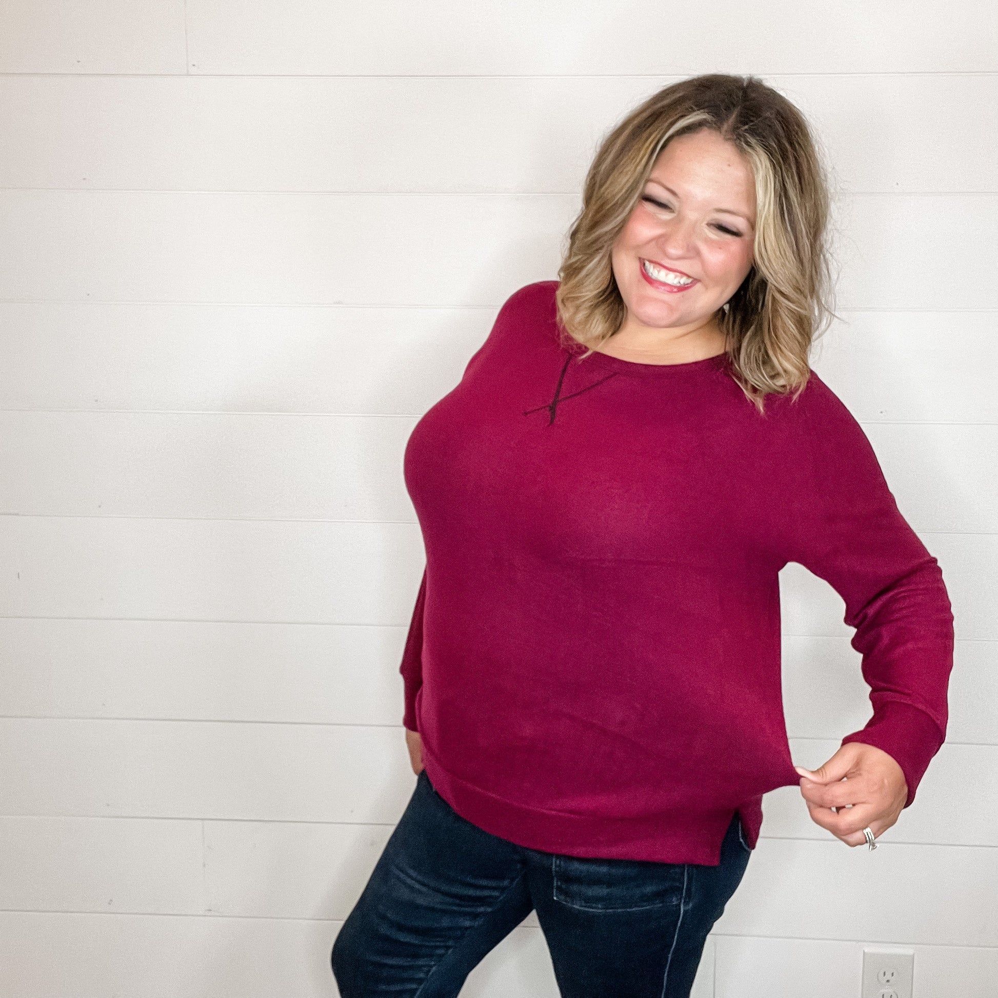 "Hopeful" Long Sleeve Weekender (Wine)