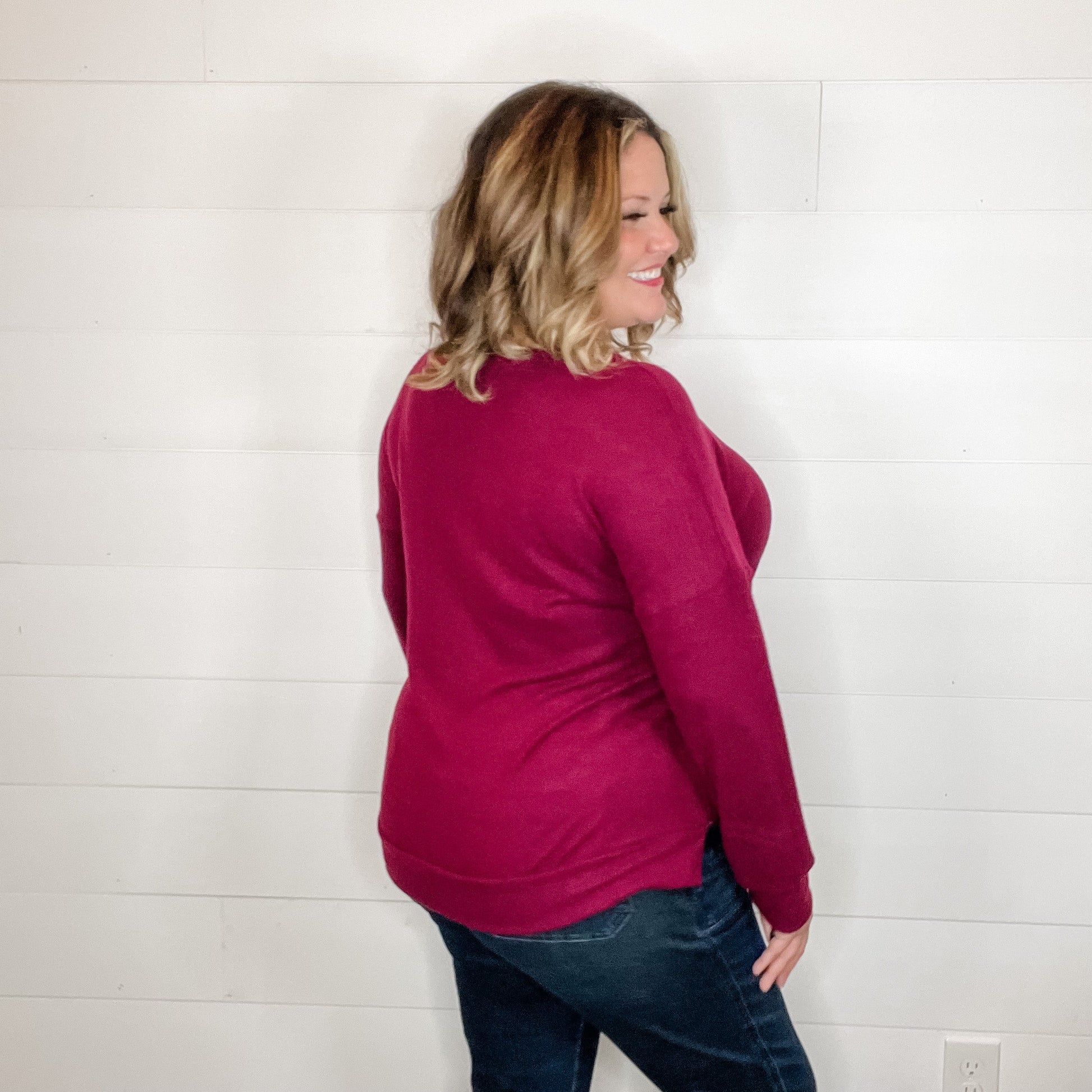 "Hopeful" Long Sleeve Weekender (Wine)