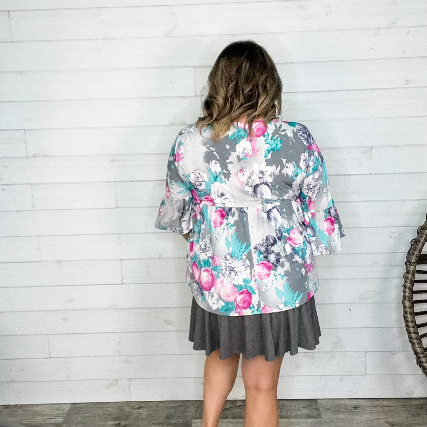 "Hugo" Floral 3/4 Ruffle Sleeve Babydoll