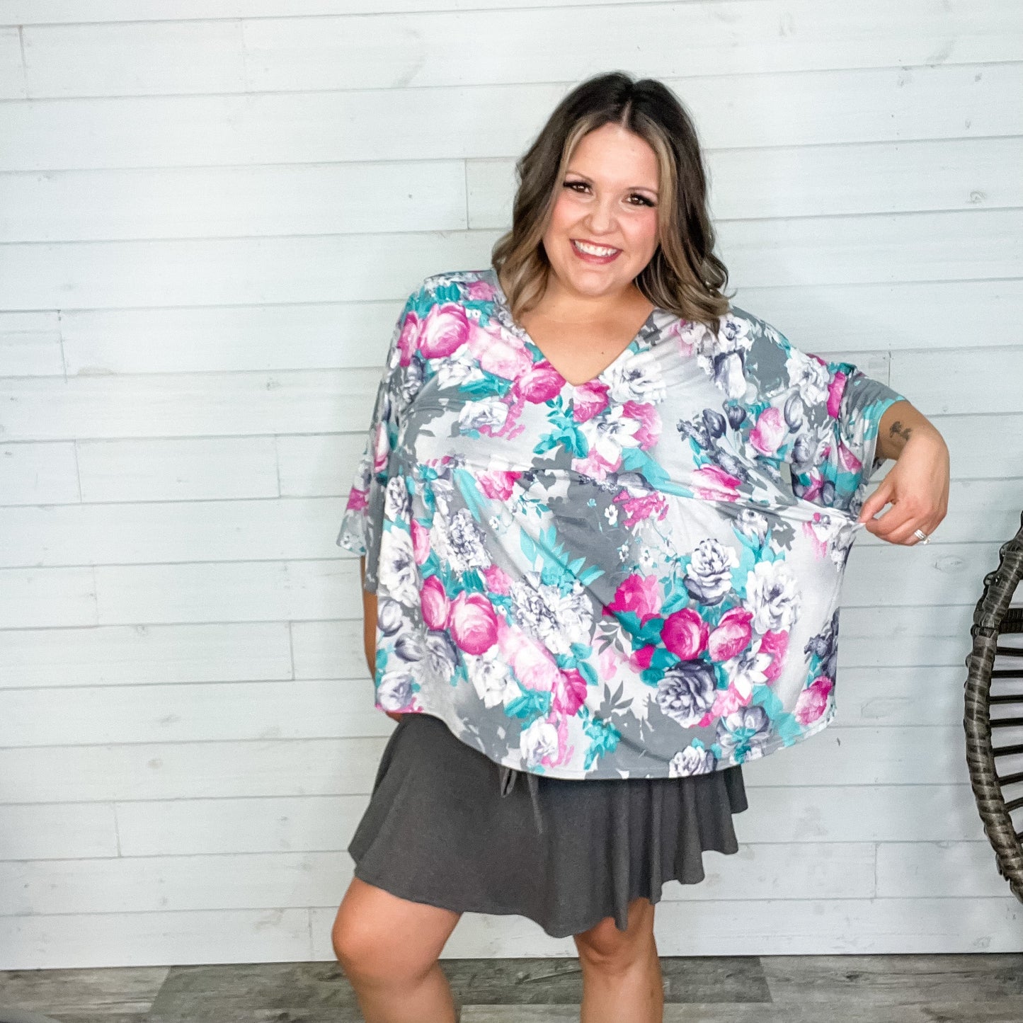 "Hugo" Floral 3/4 Ruffle Sleeve Babydoll