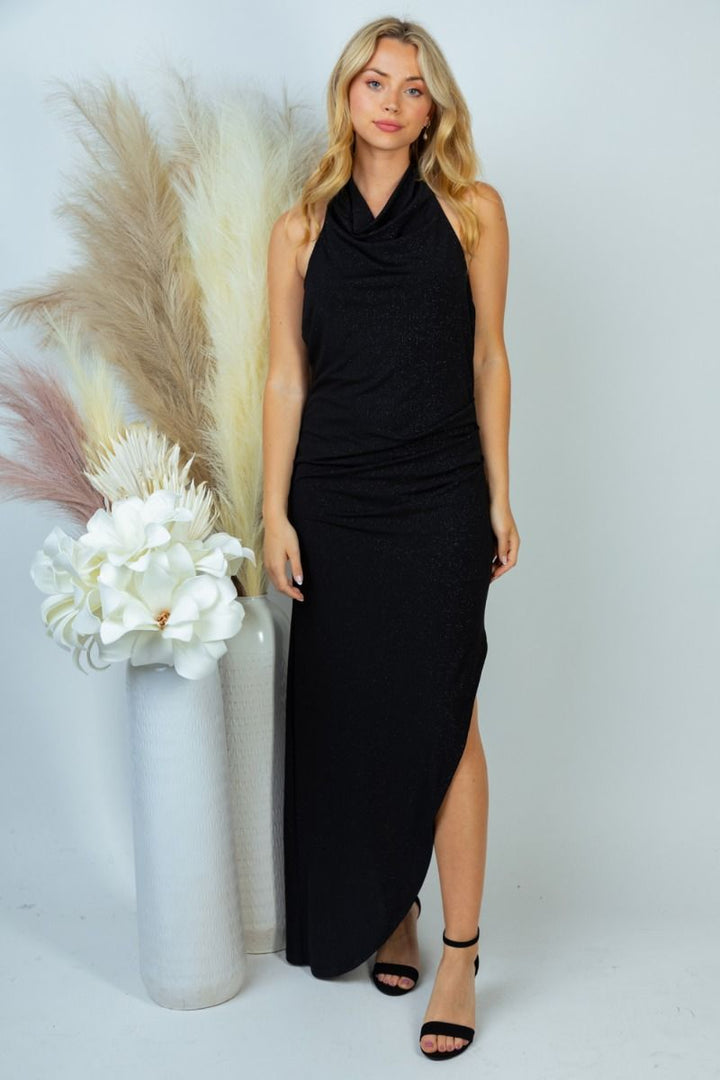 "I Dare You" Backless Side Slit Dress-Lola Monroe Boutique