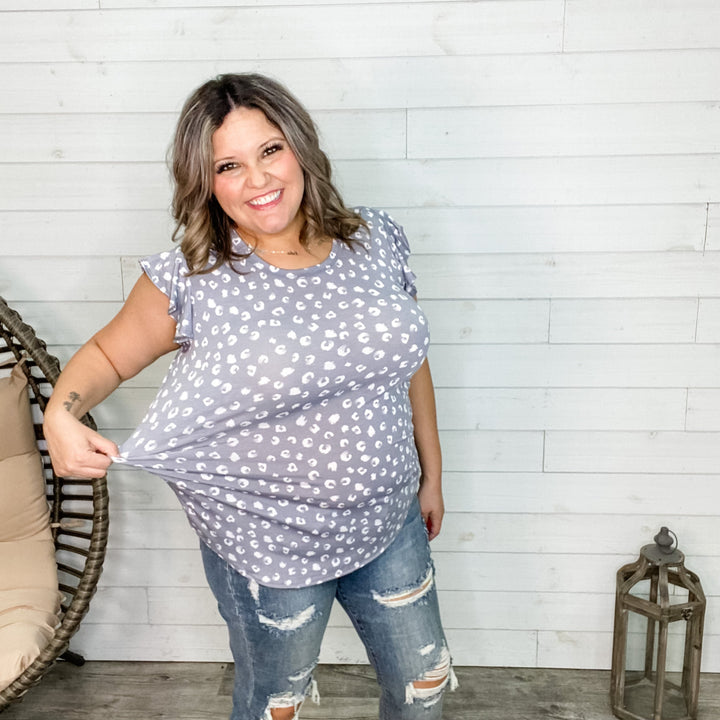 "Imma Savage" Animal Print Ruffle Cap Sleeve