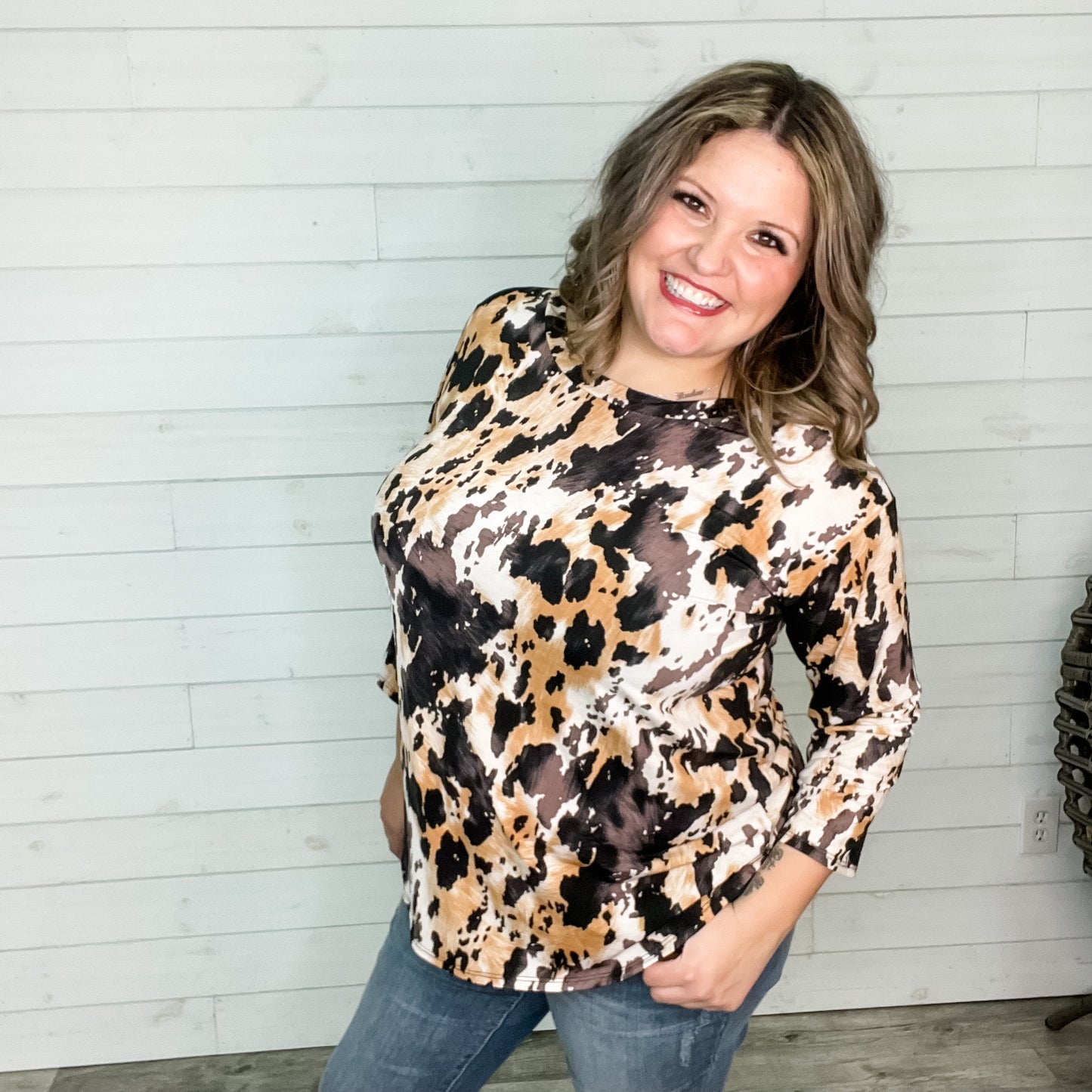 "Impressions" 3/4 Sleeve Round Neck