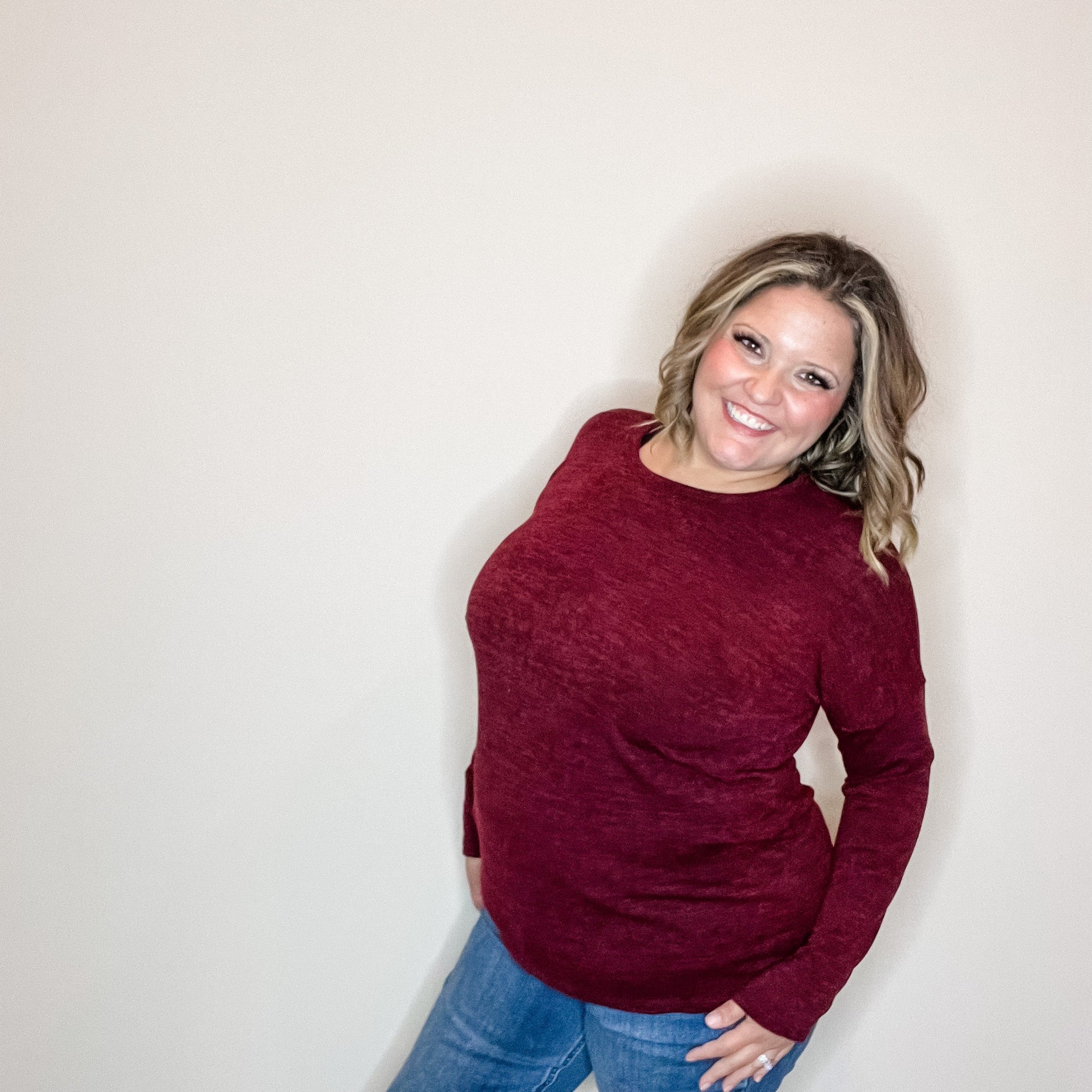 "In Every Color" Long Sleeve Round Neck (Burgundy)