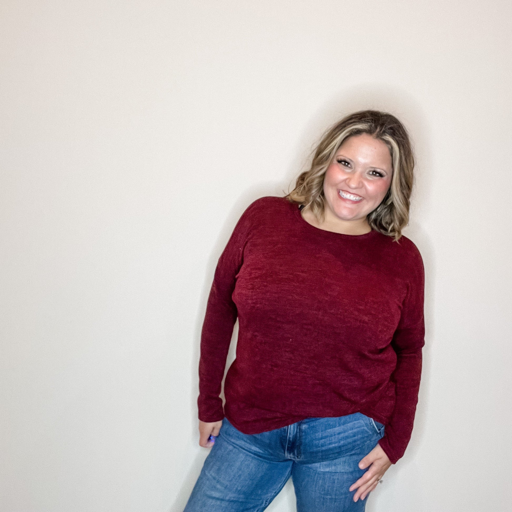 "In Every Color" Long Sleeve Round Neck (Burgundy)