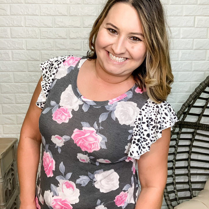 "Indie" Ruffle Cap Sleeve Floral Honey Me