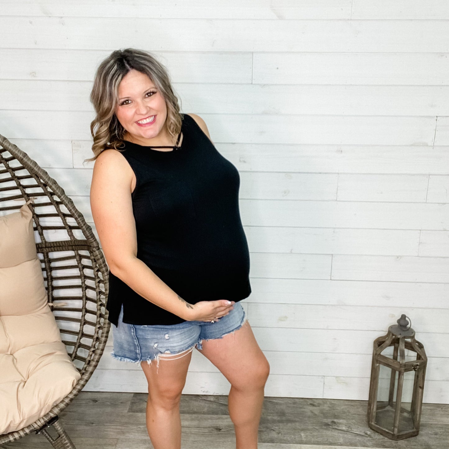 "It's A Good One" Relaxed Fit Tank with Pocket (Black)