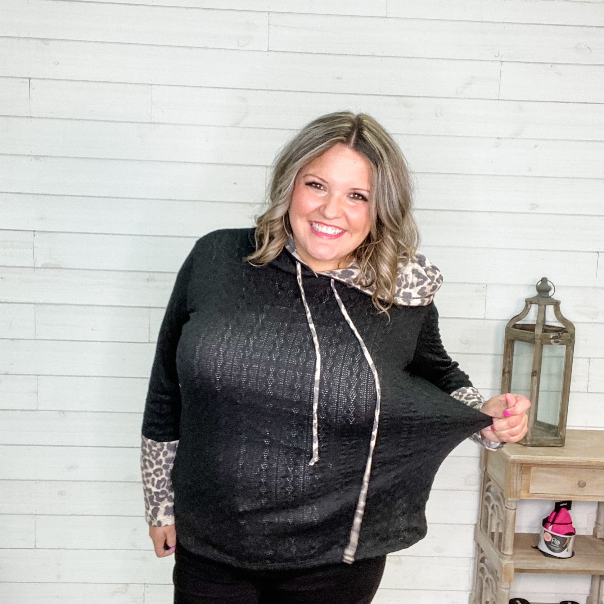 "It's A Yes for Me" Hooded Top with Animal Accent