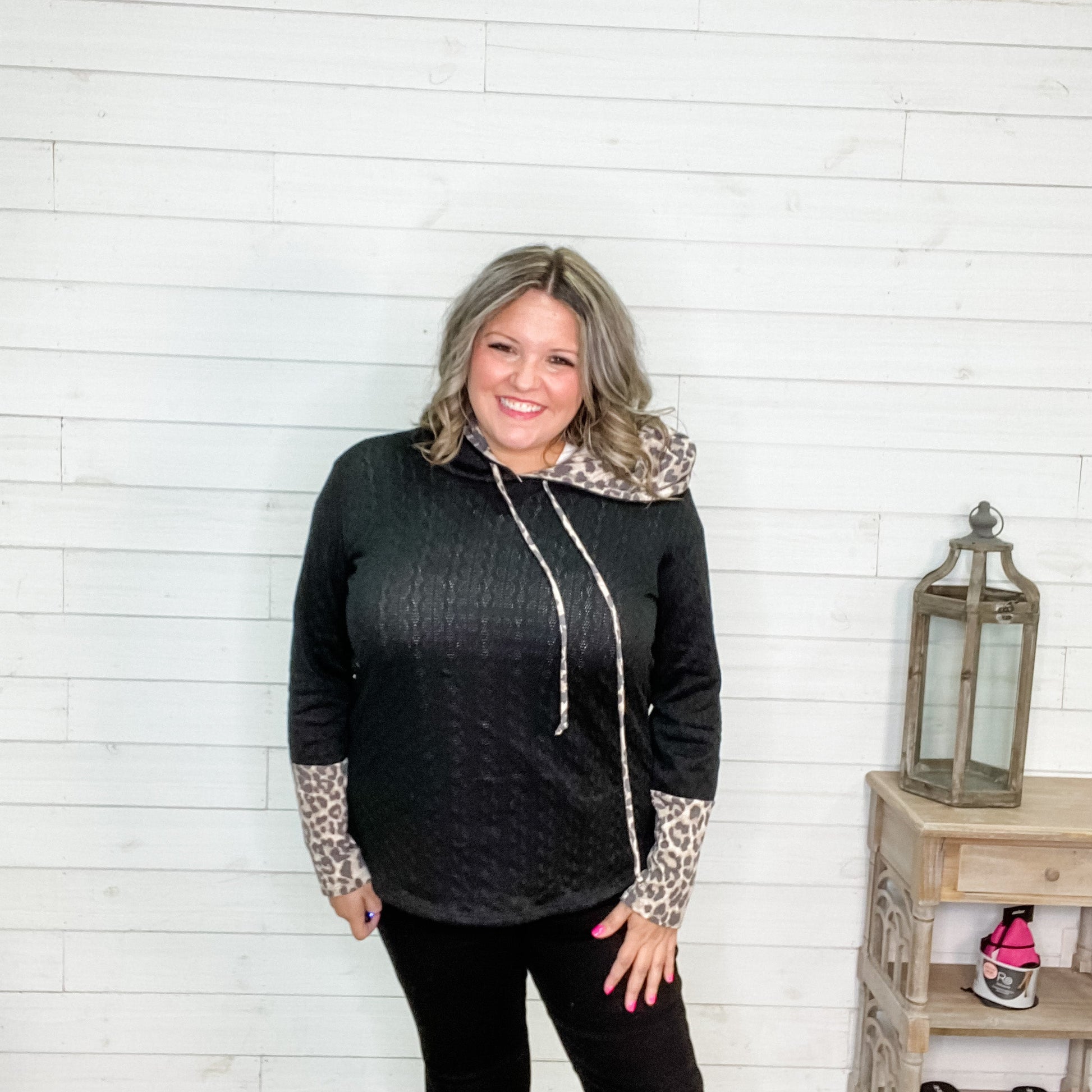 "It's A Yes for Me" Hooded Top with Animal Accent