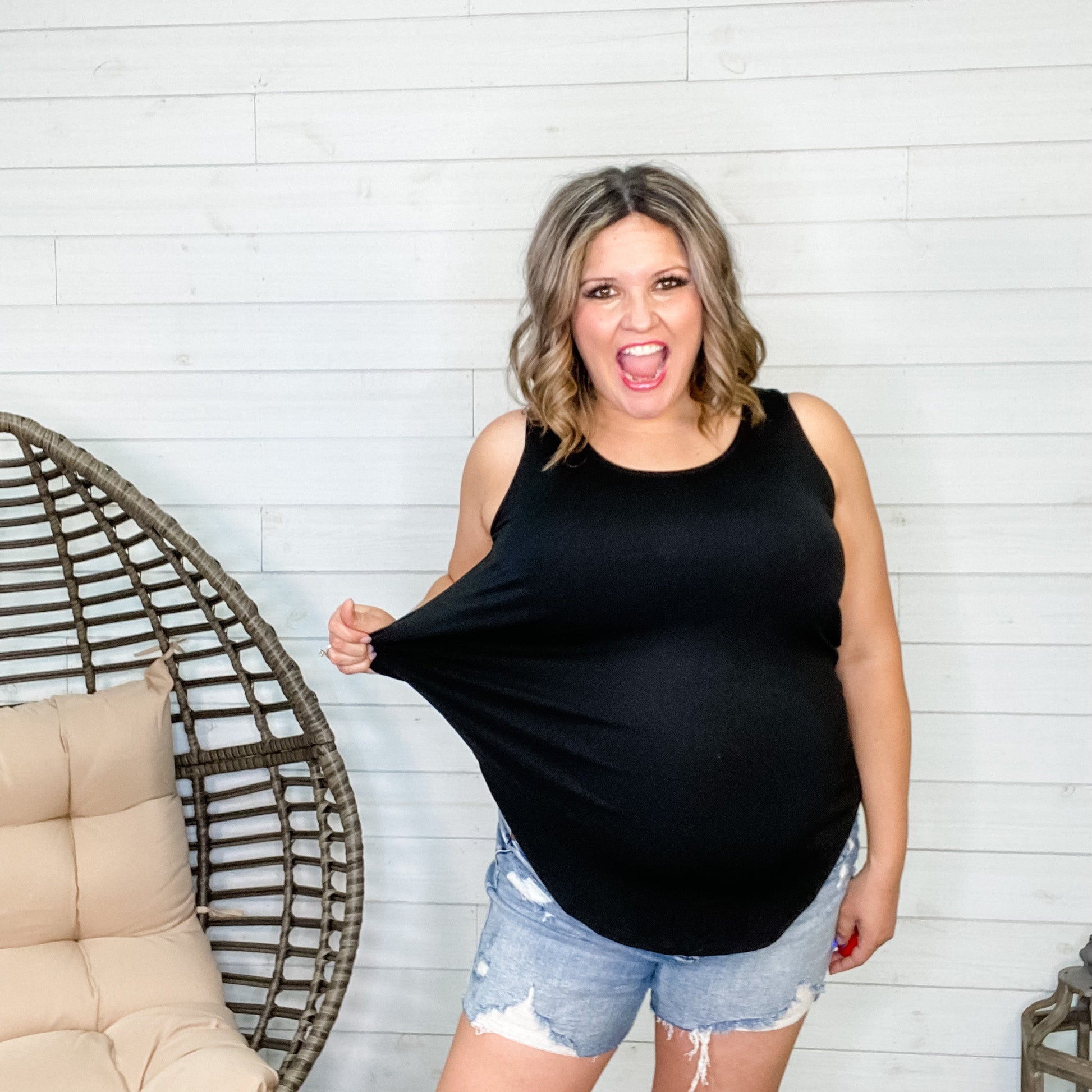 "It's Back" Relaxed Fit Tank (Black)