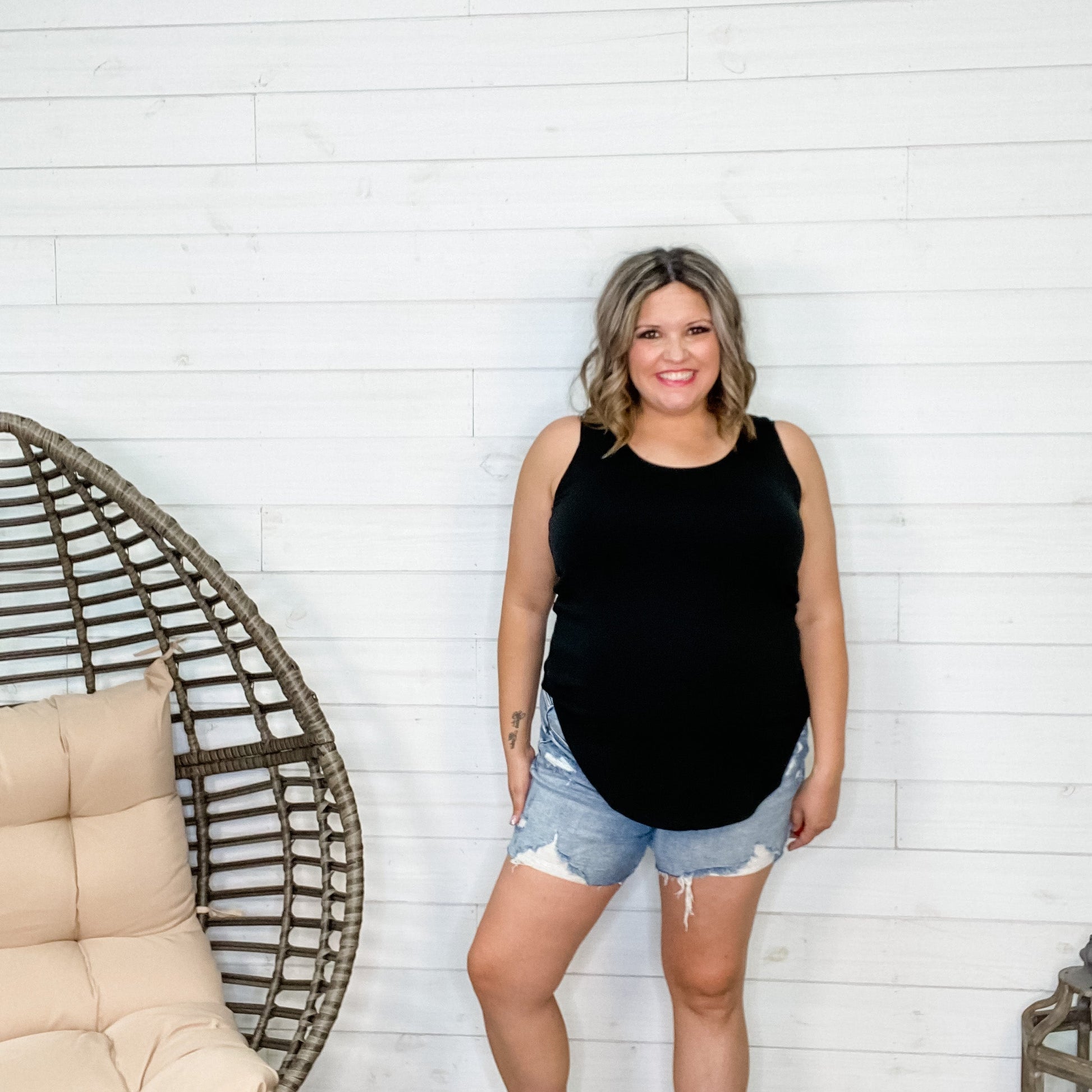 "It's Back" Relaxed Fit Tank (Black)