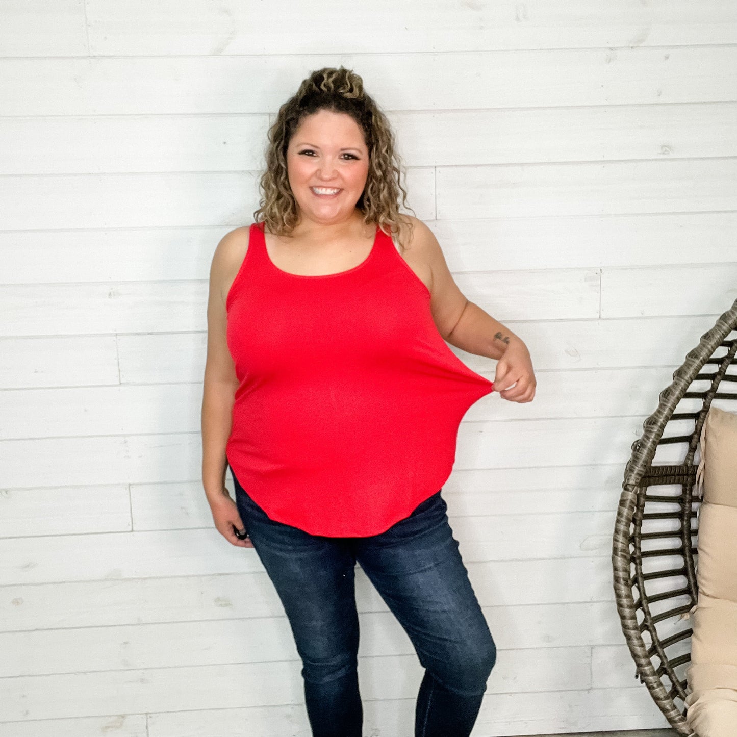 "It's Back" Relaxed Fit Tank (Ruby)