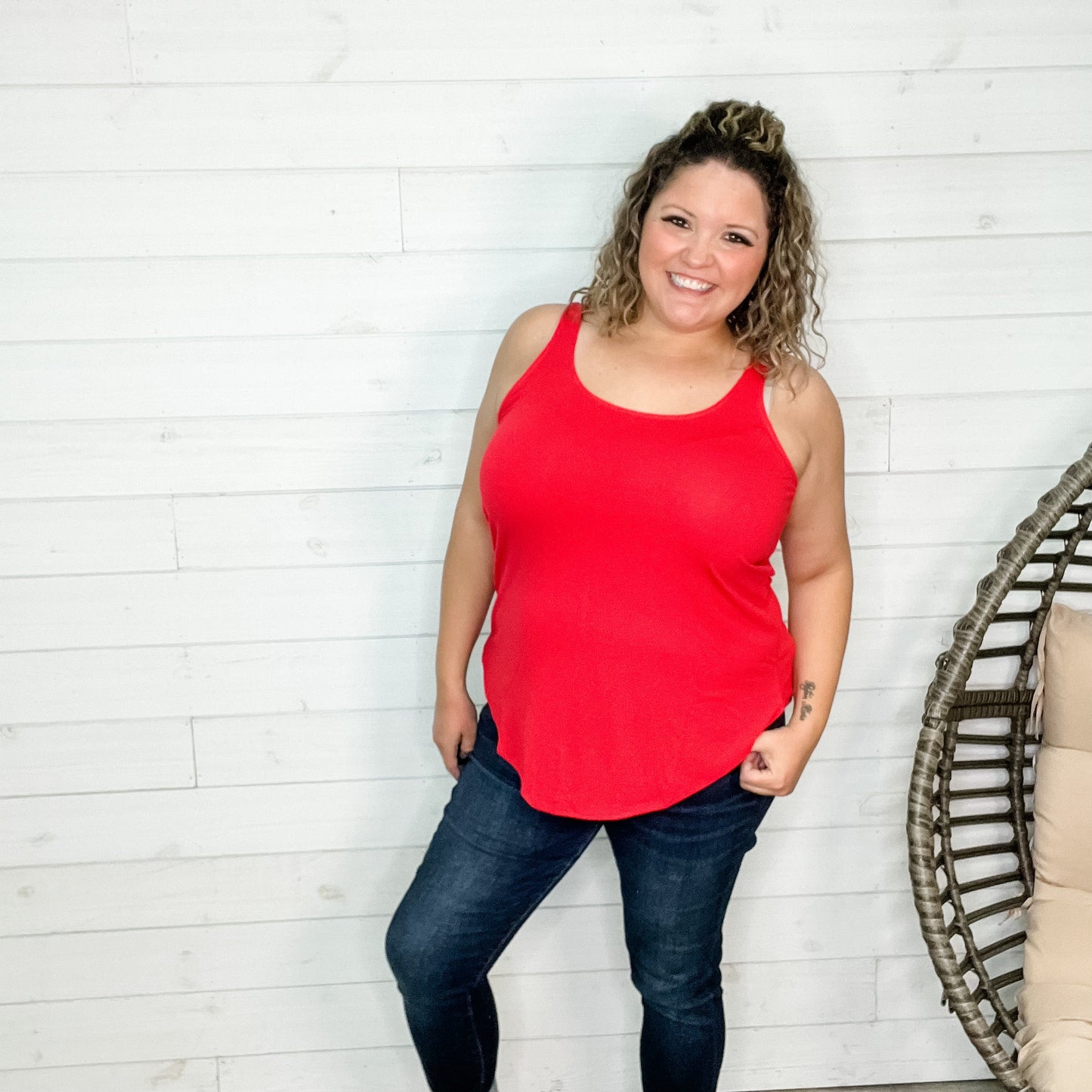 "It's Back" Relaxed Fit Tank (Ruby)