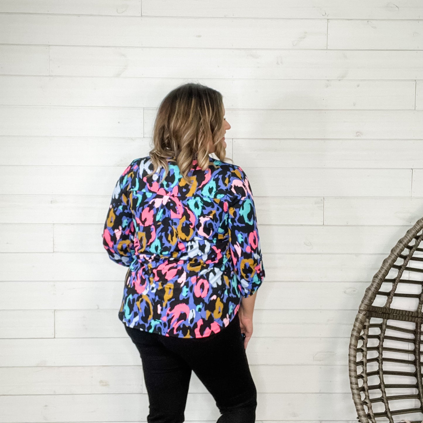 "January" Lizzy 3/4 Sleeve Split Neck