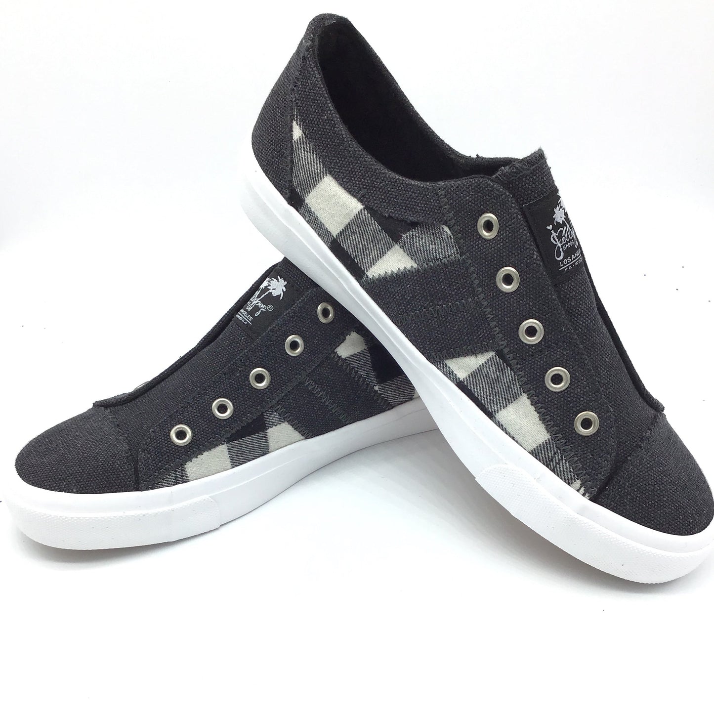 Jellypop "Elite" Black & Beige Plaid Slip on Sneaker