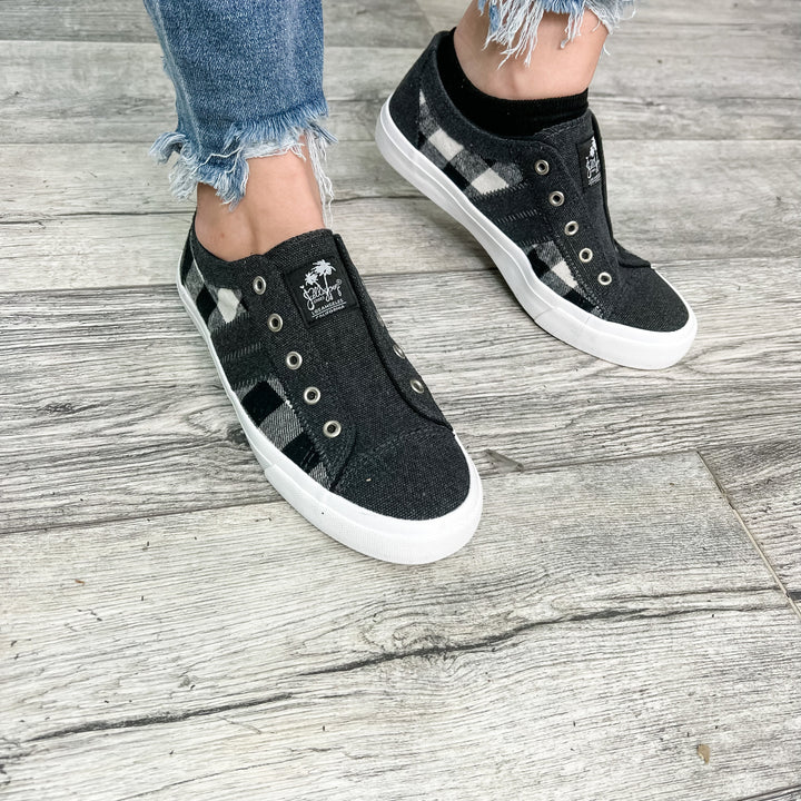 Jellypop "Elite" Black & Beige Plaid Slip on Sneaker