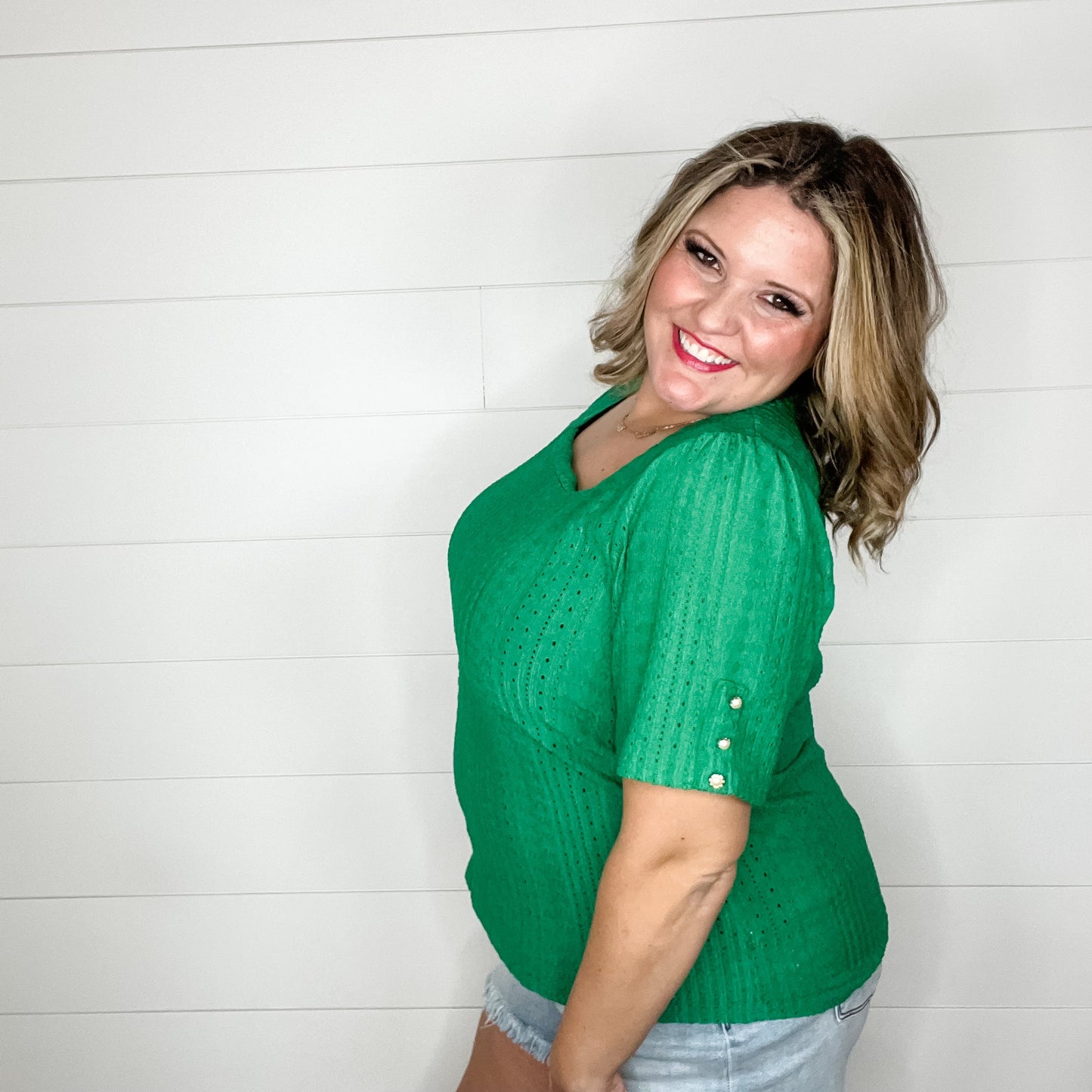 "Jiminy" Short Sleeve with Button Detail Tops