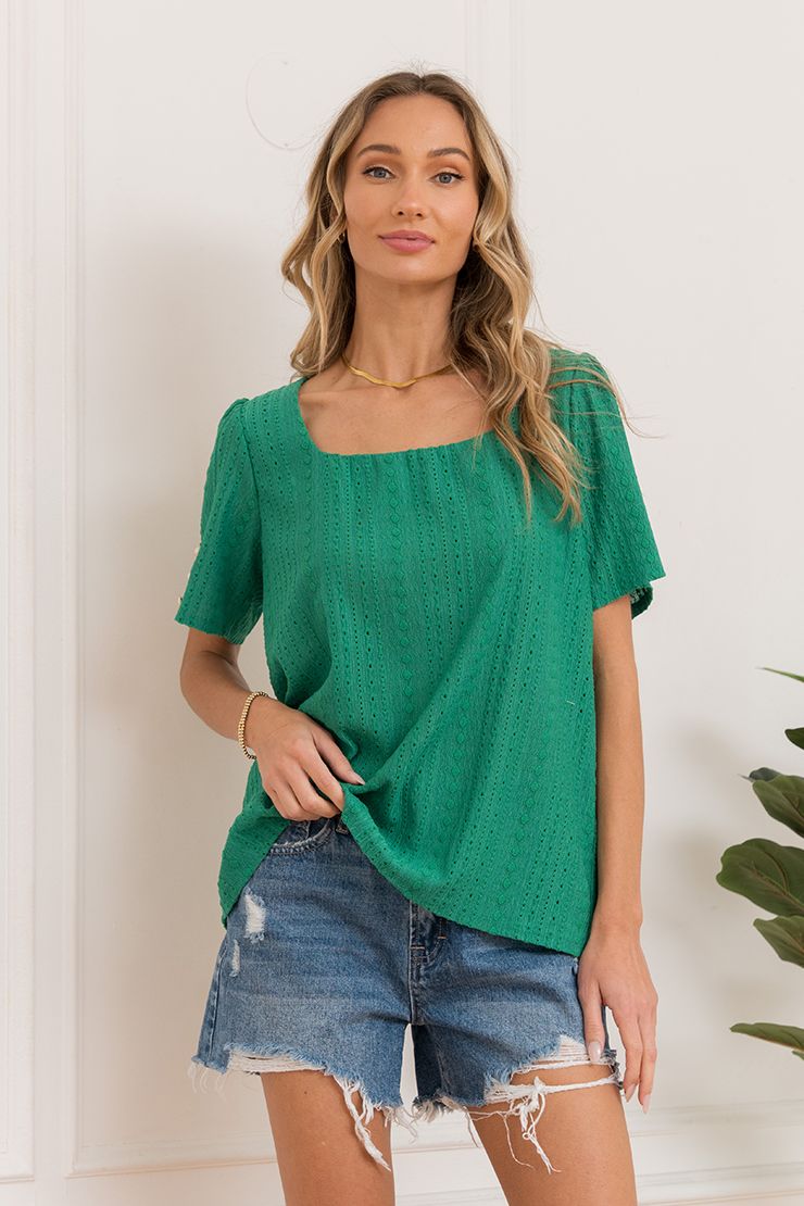 "Jiminy" Short Sleeve with Button Detail Tops