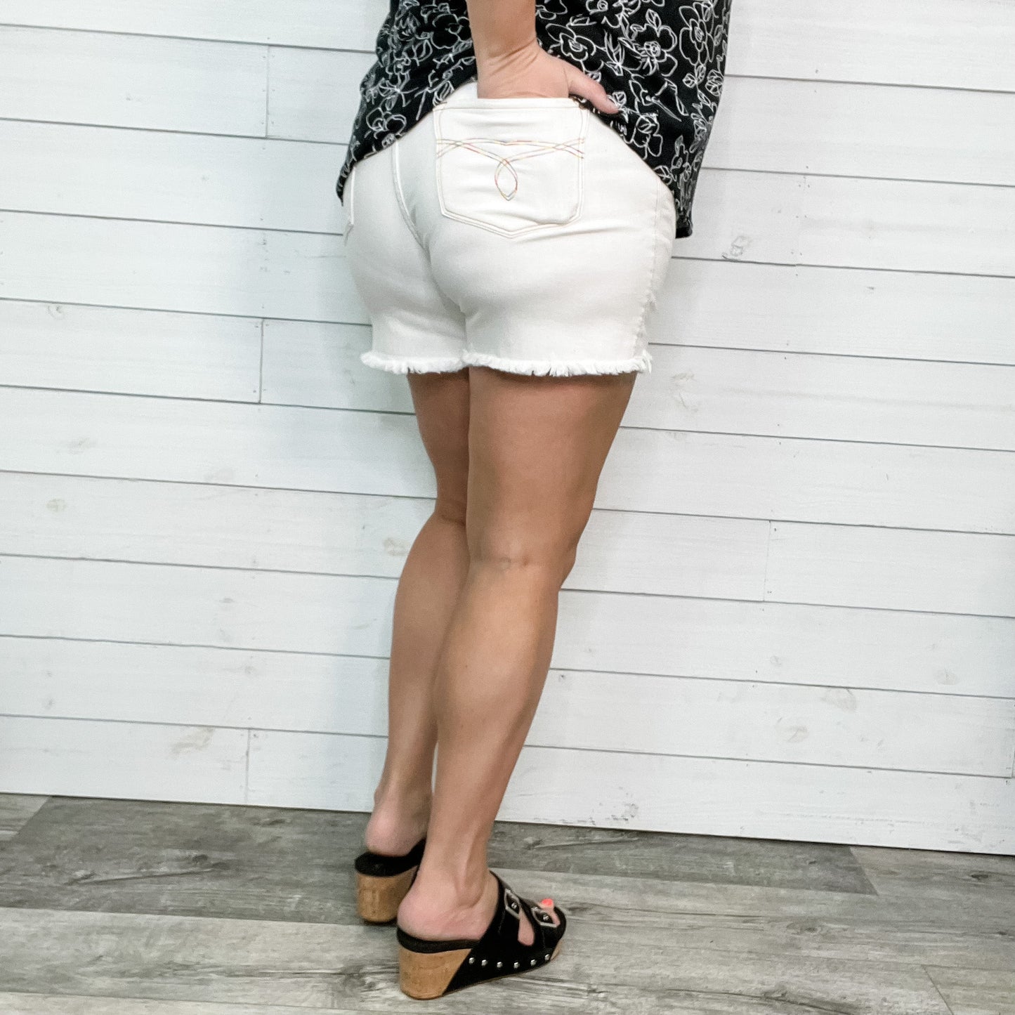 Judy Blue Adventureland White Shorts