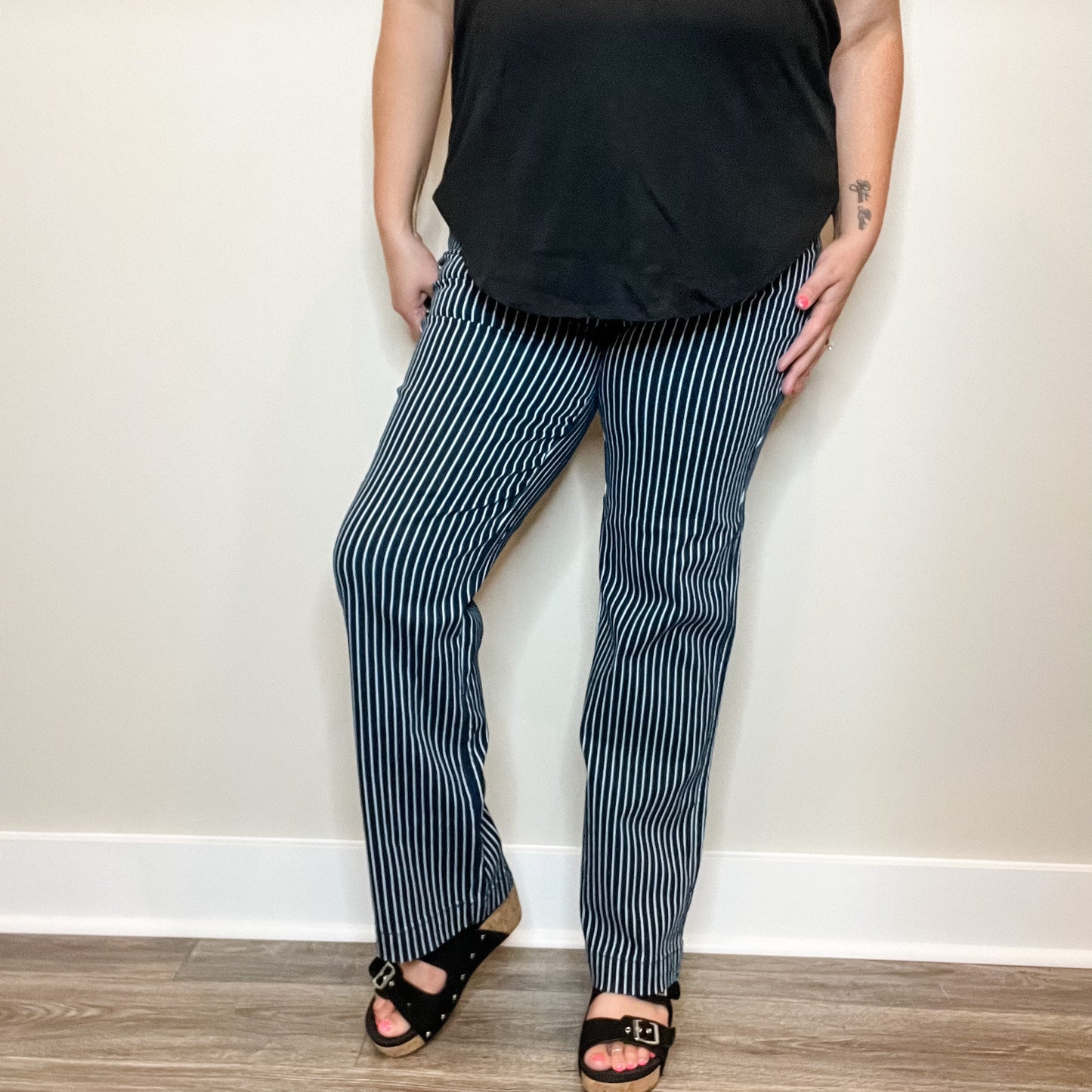 Judy Blue "All Aboard" Tummy Control Straight Leg Trouser Hem