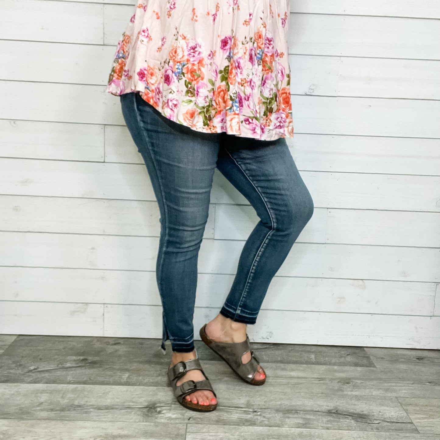 Judy Blue "All The Things" Release Hem Side Slit Skinny Jeans