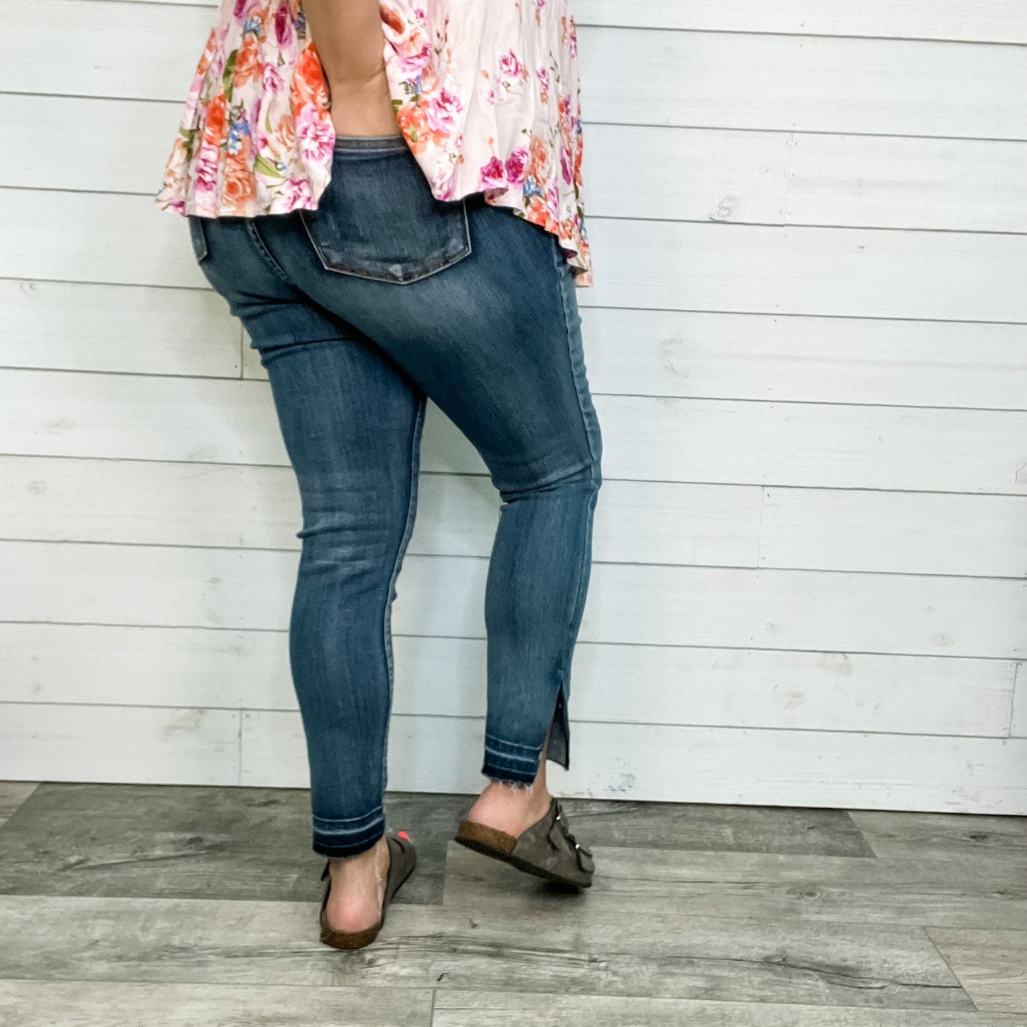 Judy Blue "All The Things" Release Hem Side Slit Skinny Jeans