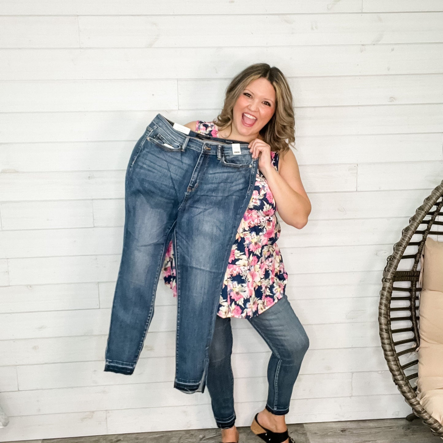 Judy Blue "All The Things" Release Hem Side Slit Skinny Jeans