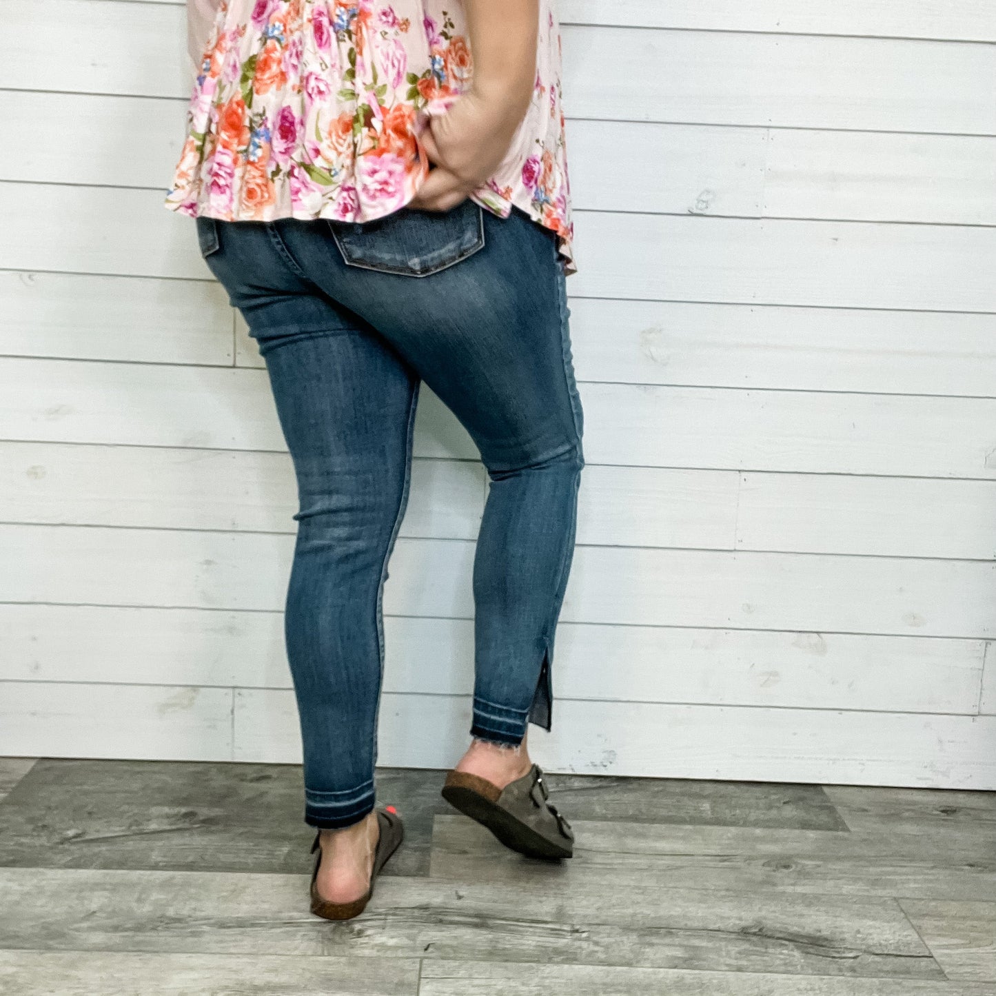 Judy Blue "All The Things" Release Hem Side Slit Skinny Jeans