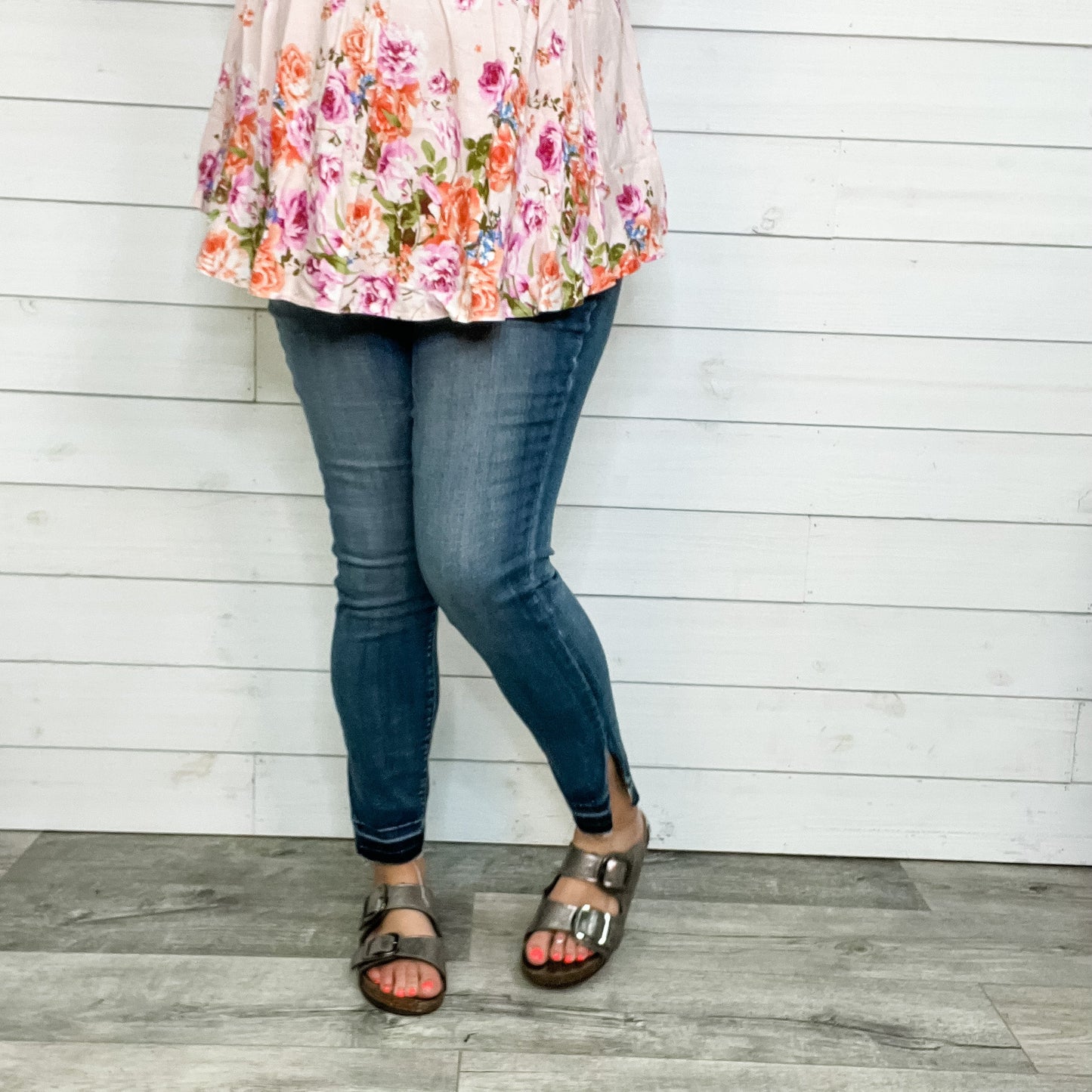 Judy Blue "All The Things" Release Hem Side Slit Skinny Jeans