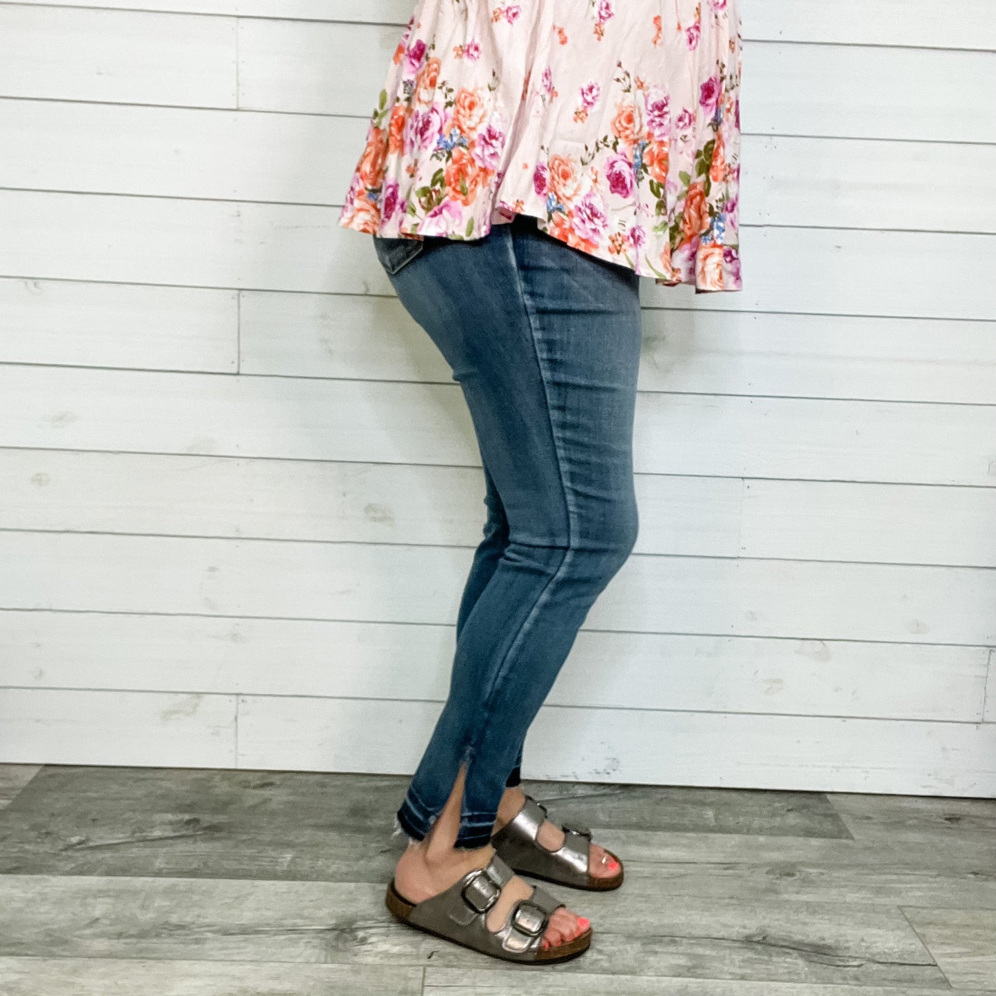 Judy Blue "All The Things" Release Hem Side Slit Skinny Jeans