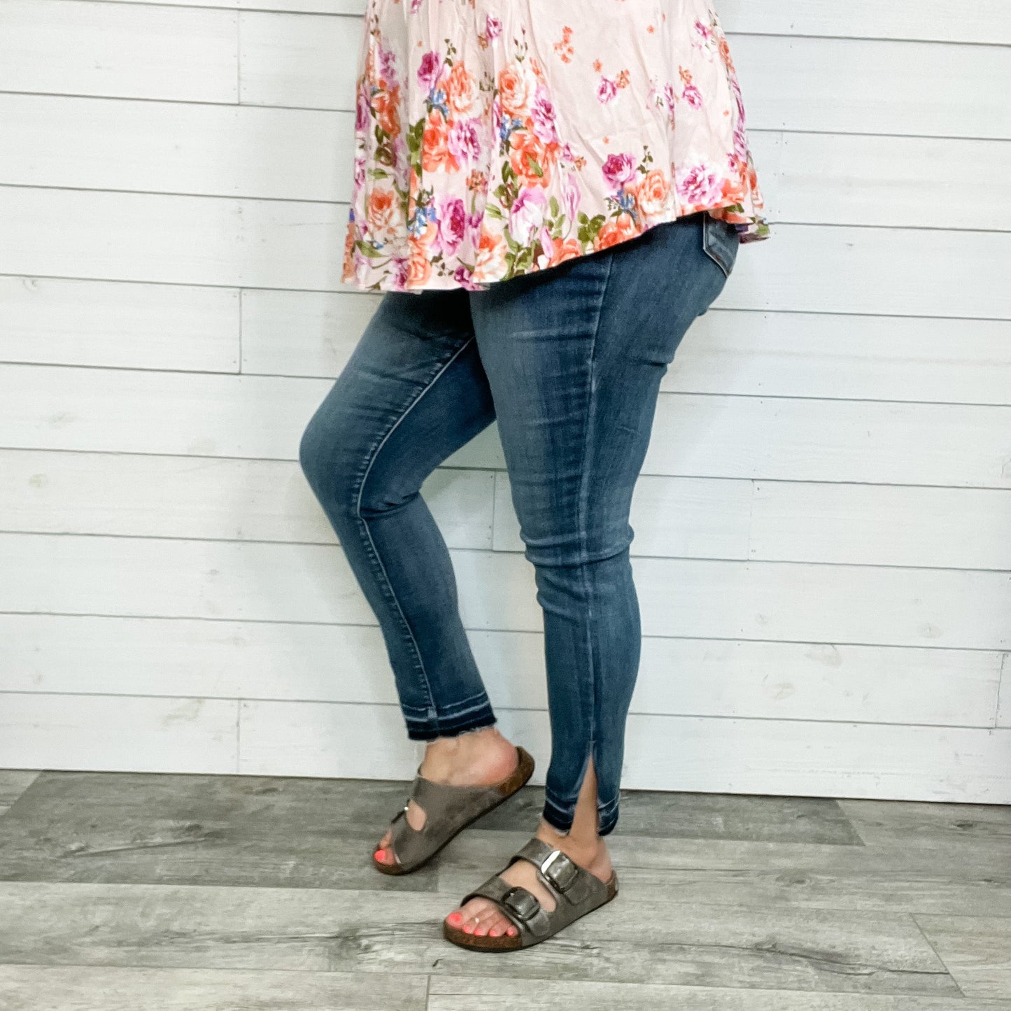 Judy Blue "All The Things" Release Hem Side Slit Skinny Jeans