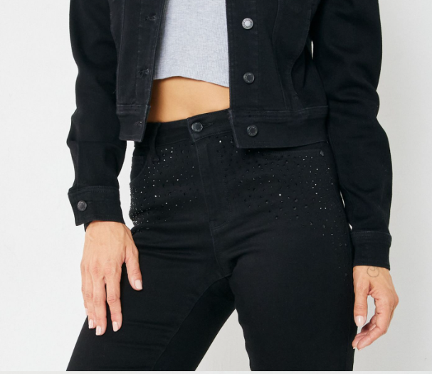 Judy Blue Black Rhinestone Slim Fit Jeans