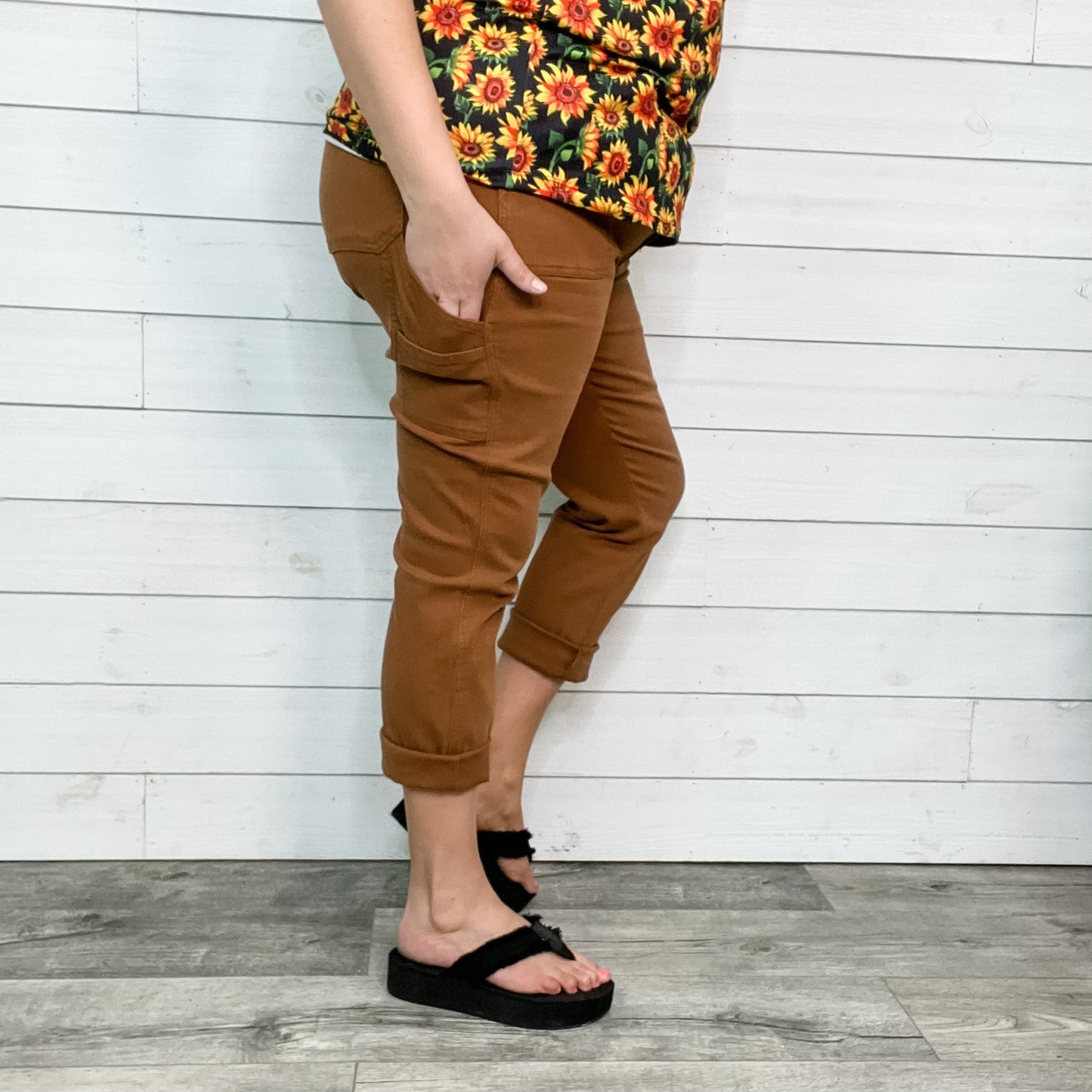 Judy Blue Brown Slim Fit Utility Jeans