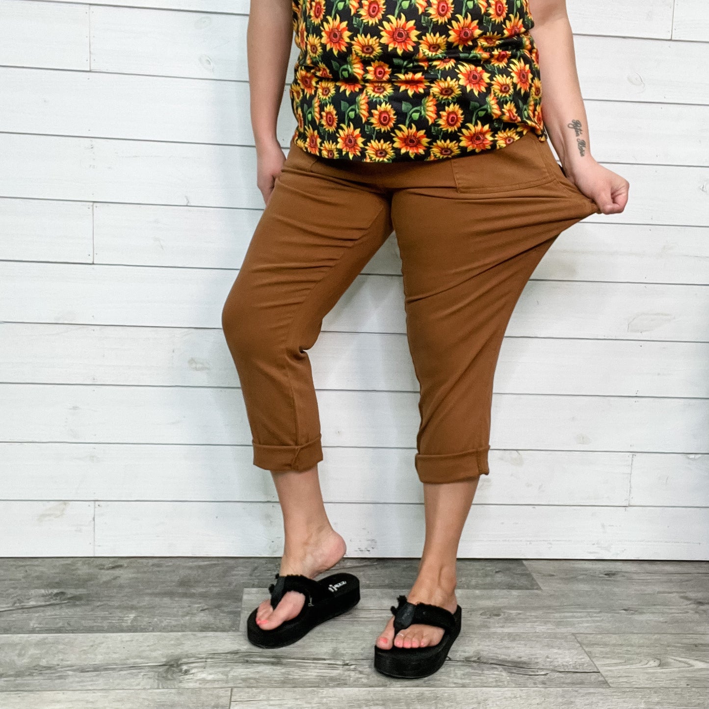 Judy Blue Brown Slim Fit Utility Jeans