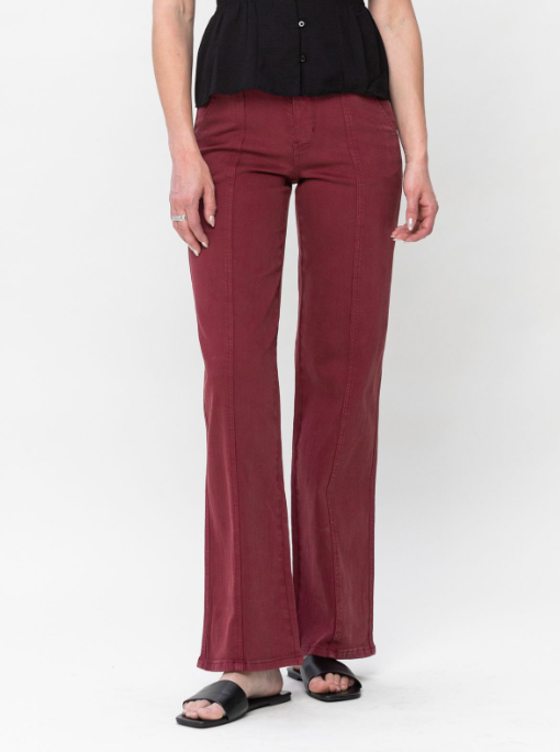 Judy Blue Burgundy Front Seam Straight Leg Jeans