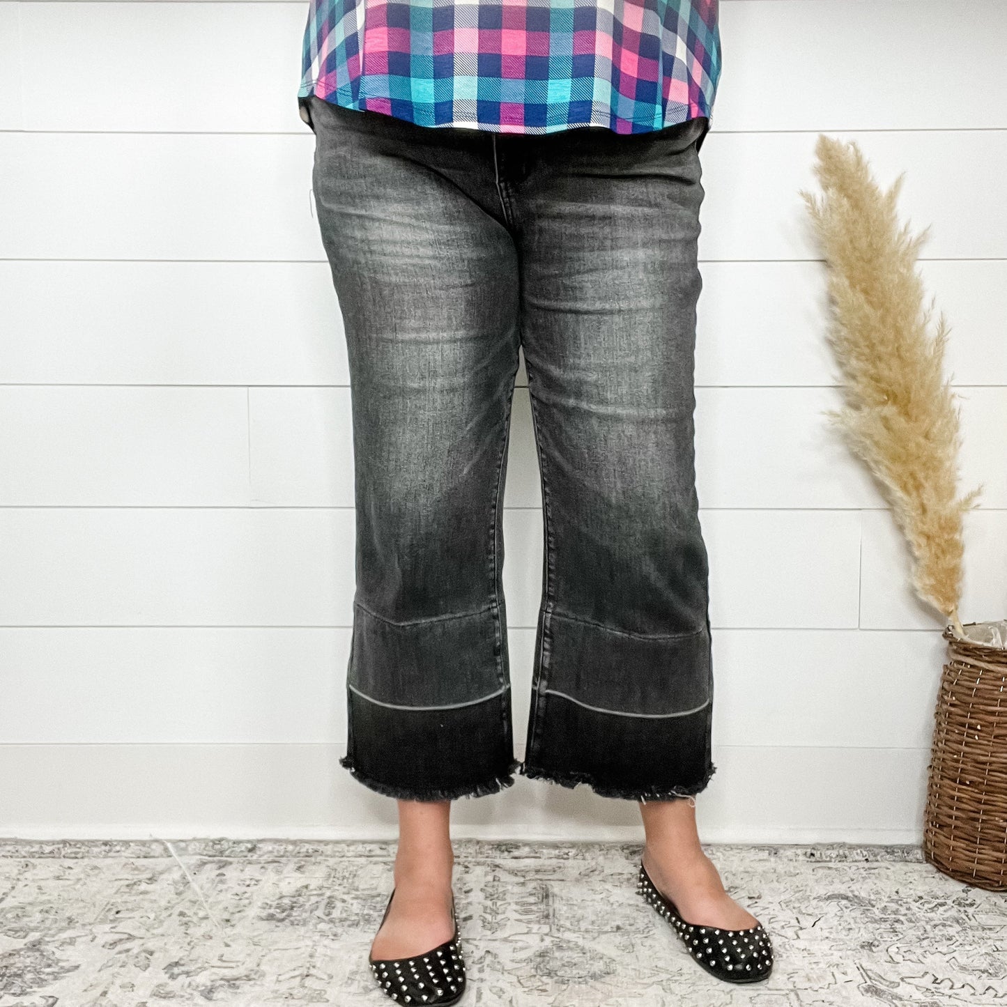 Judy Blue Charcoal Dreams Crop Wide Leg Jeans