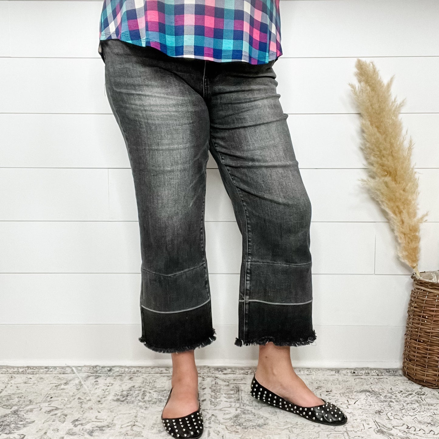 Judy Blue Charcoal Dreams Crop Wide Leg Jeans