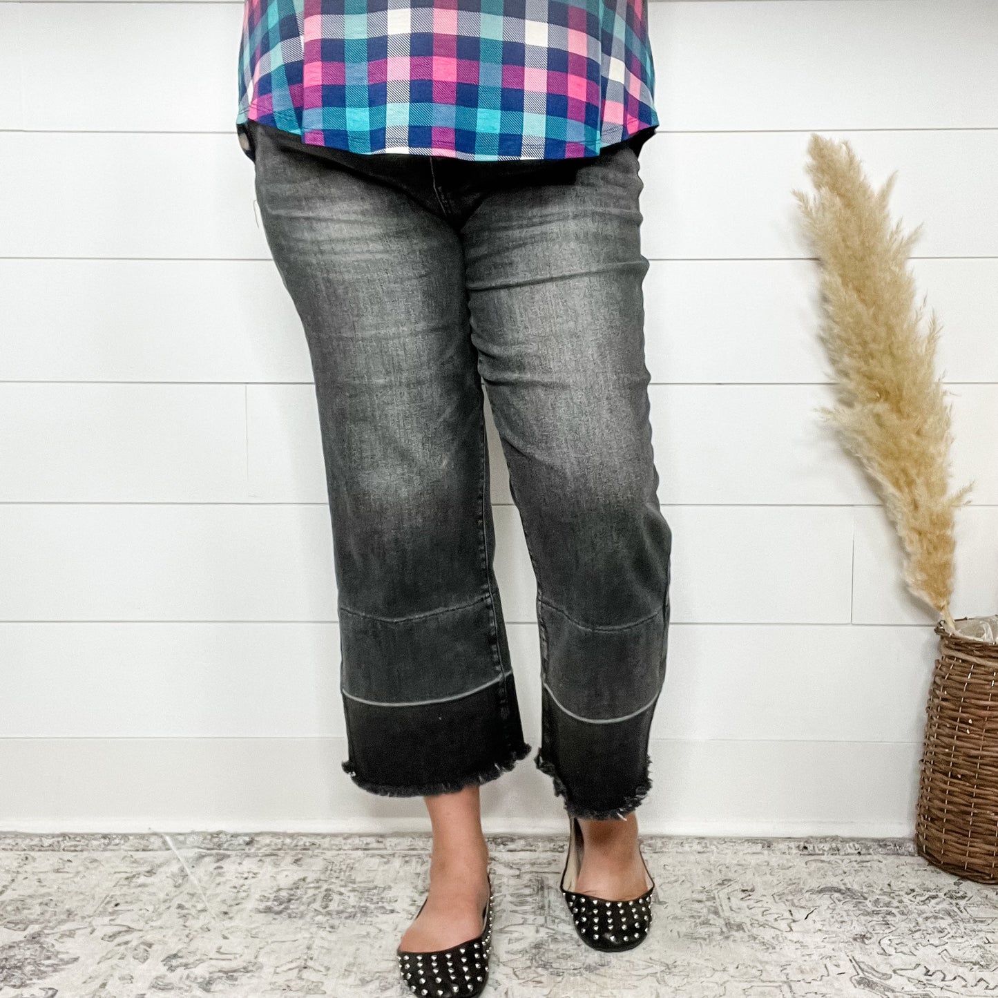 Judy Blue Charcoal Dreams Crop Wide Leg Jeans
