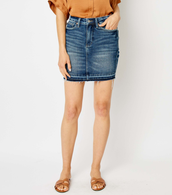 Judy Blue "Cher" Tummy Control Release Hem Skirt