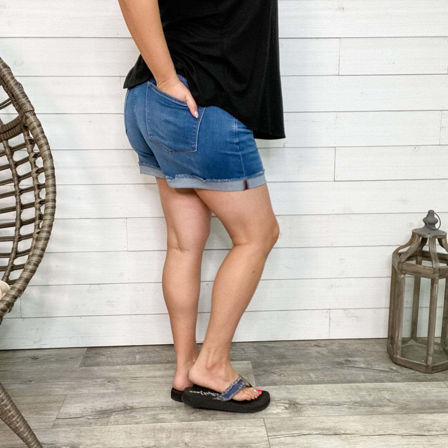 Judy Blue Cuffed Hem "I See You" Shorts