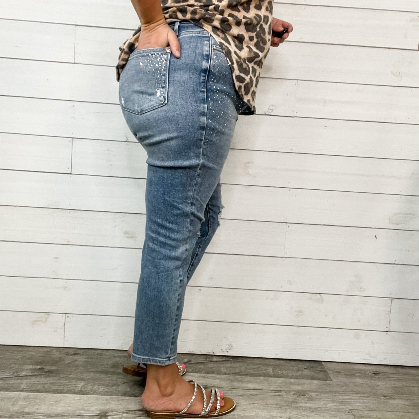 Judy Blue "Denim and Diamonds" Rhinestone Slim Fit Jeans