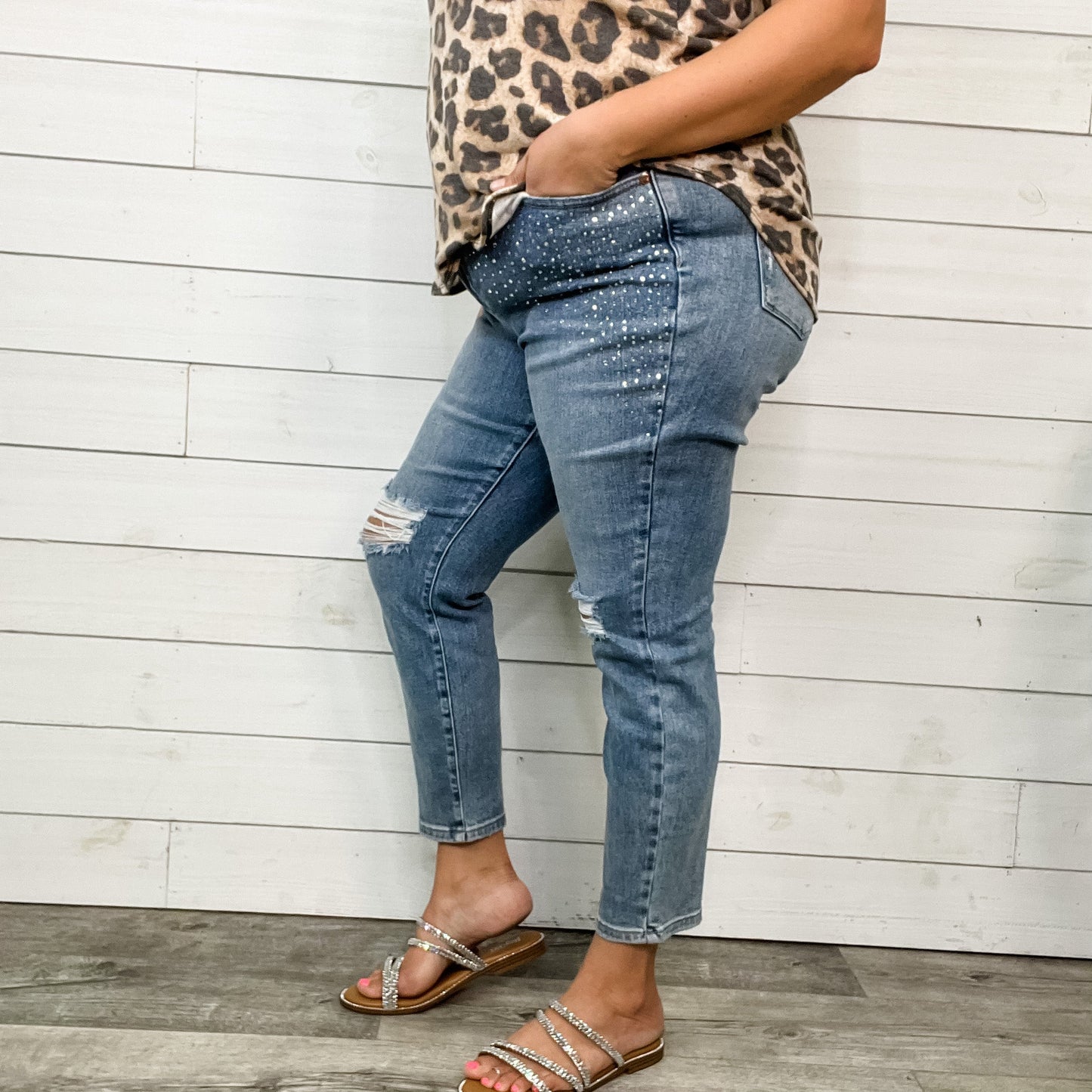 Judy Blue "Denim and Diamonds" Rhinestone Slim Fit Jeans