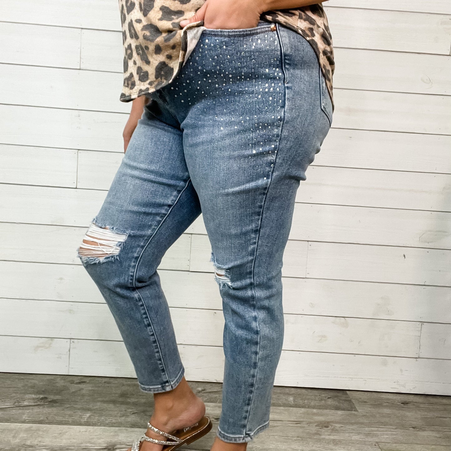 Judy Blue "Denim and Diamonds" Rhinestone Slim Fit Jeans