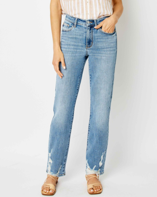 Judy Blue "Dizzy" Distressed Straight Leg